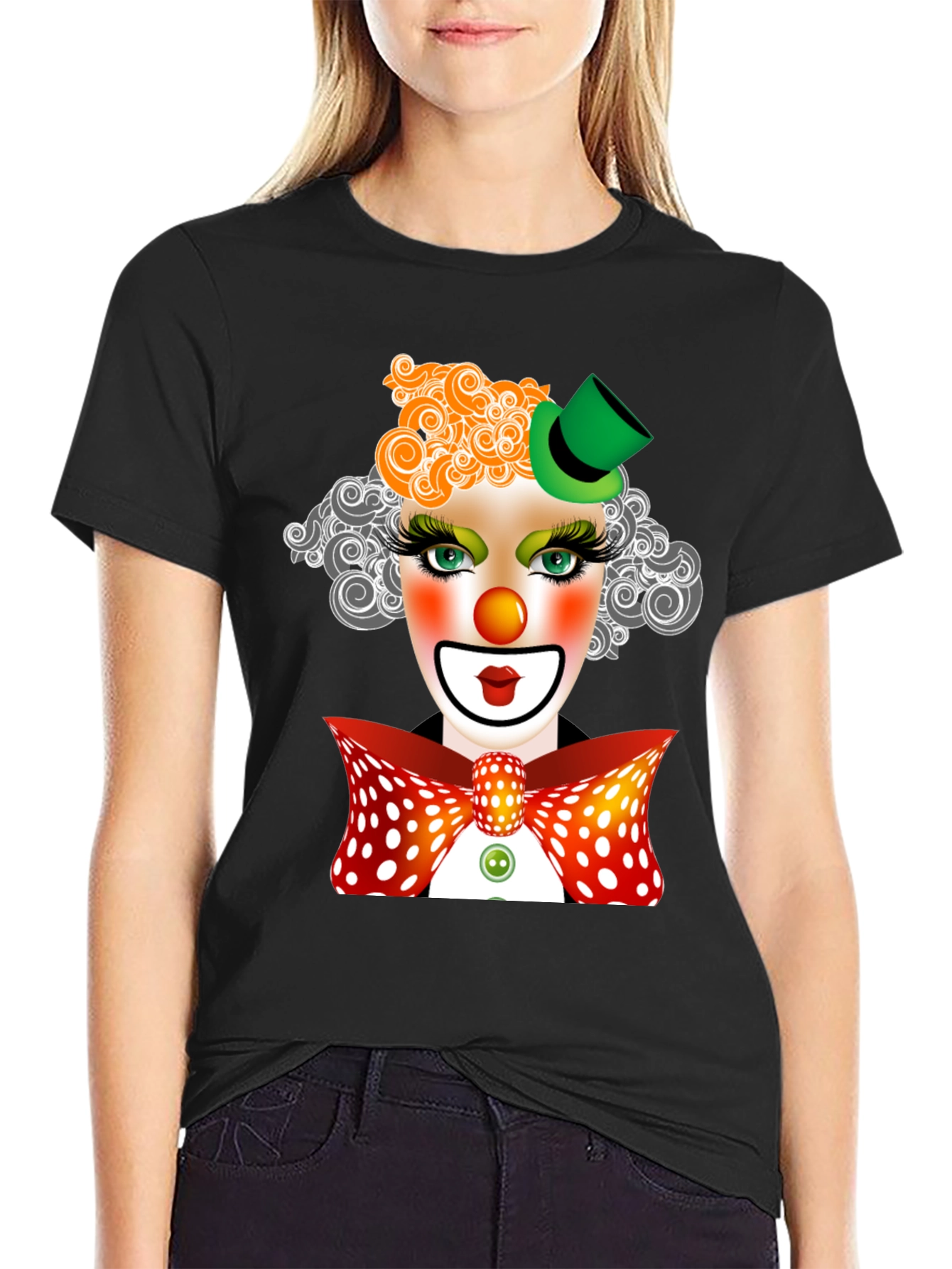 Black Clown Face Graphic T-Shirt view 2