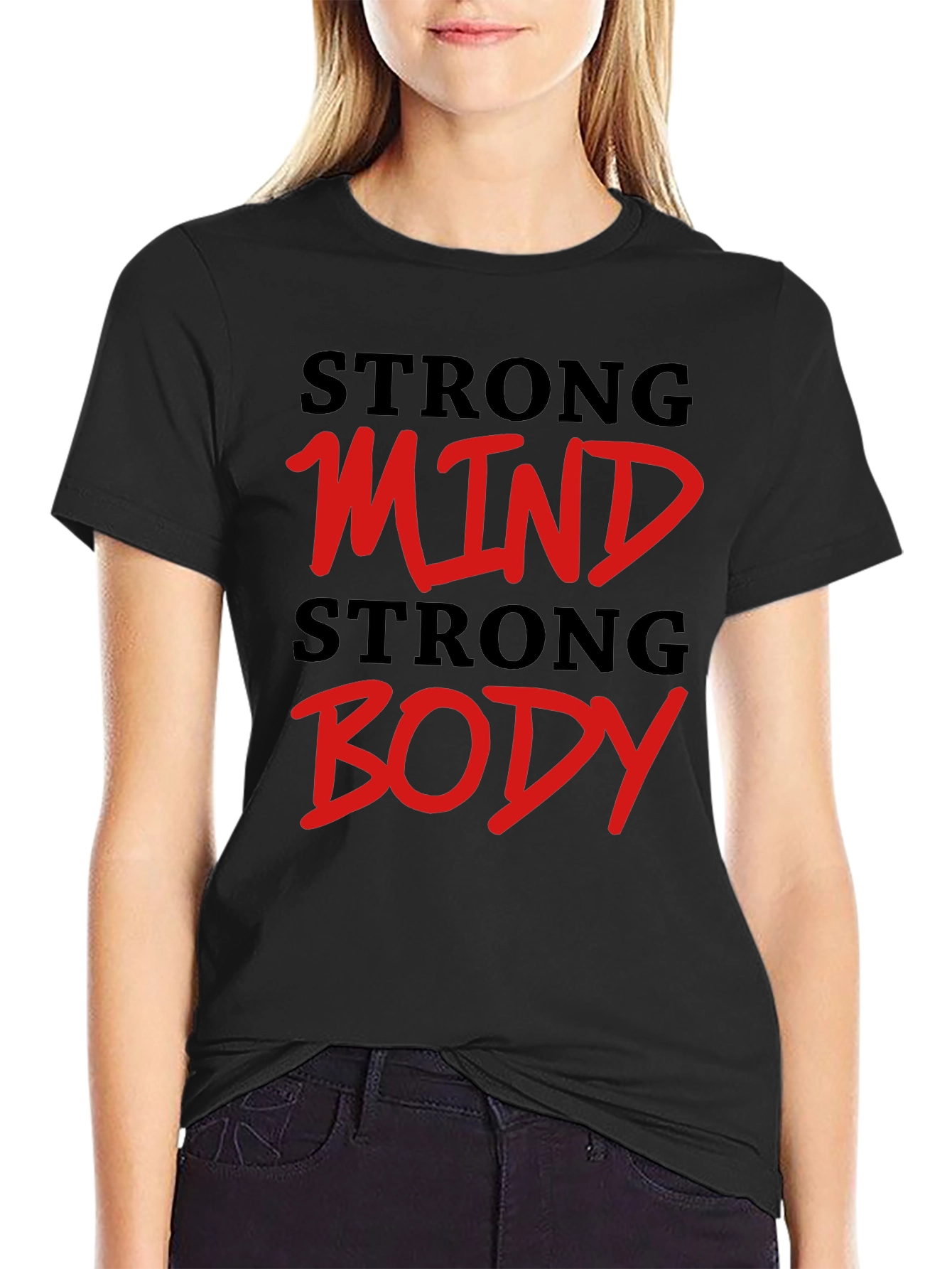 Black Strong Mind Strong Body Graphic Tee view 2