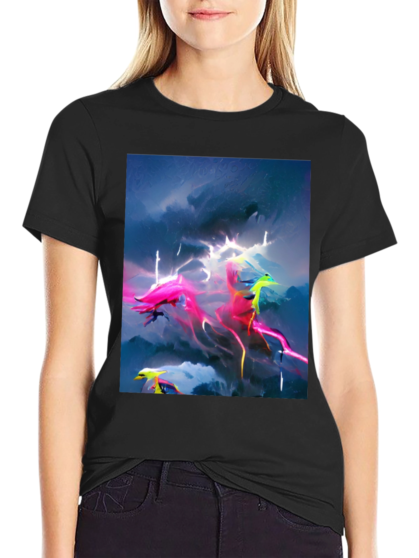 Black Electric Sky Graphic Tee - Vibrant Style view 2