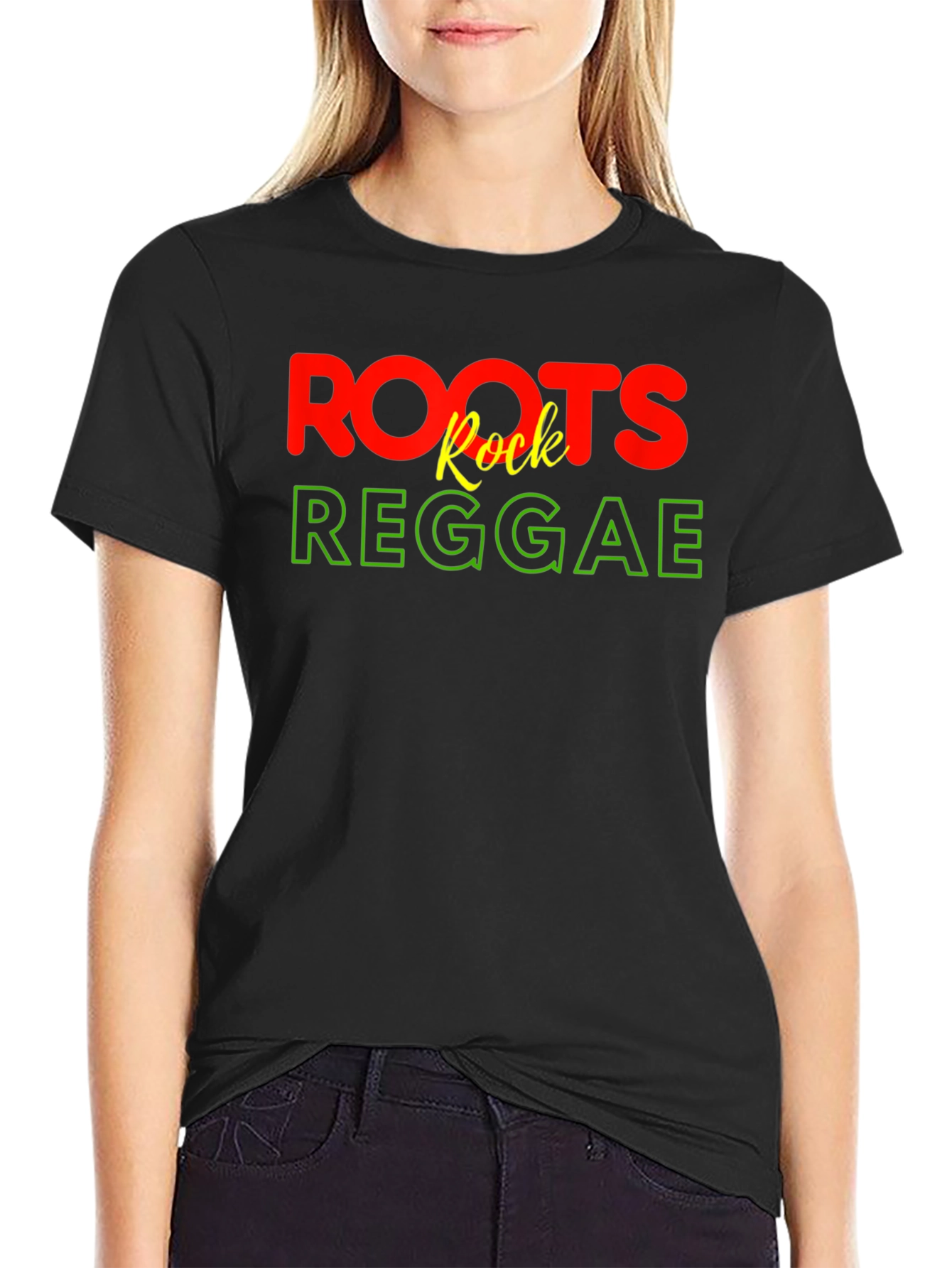 Black Roots Rock Reggae Graphic T-Shirt view 2