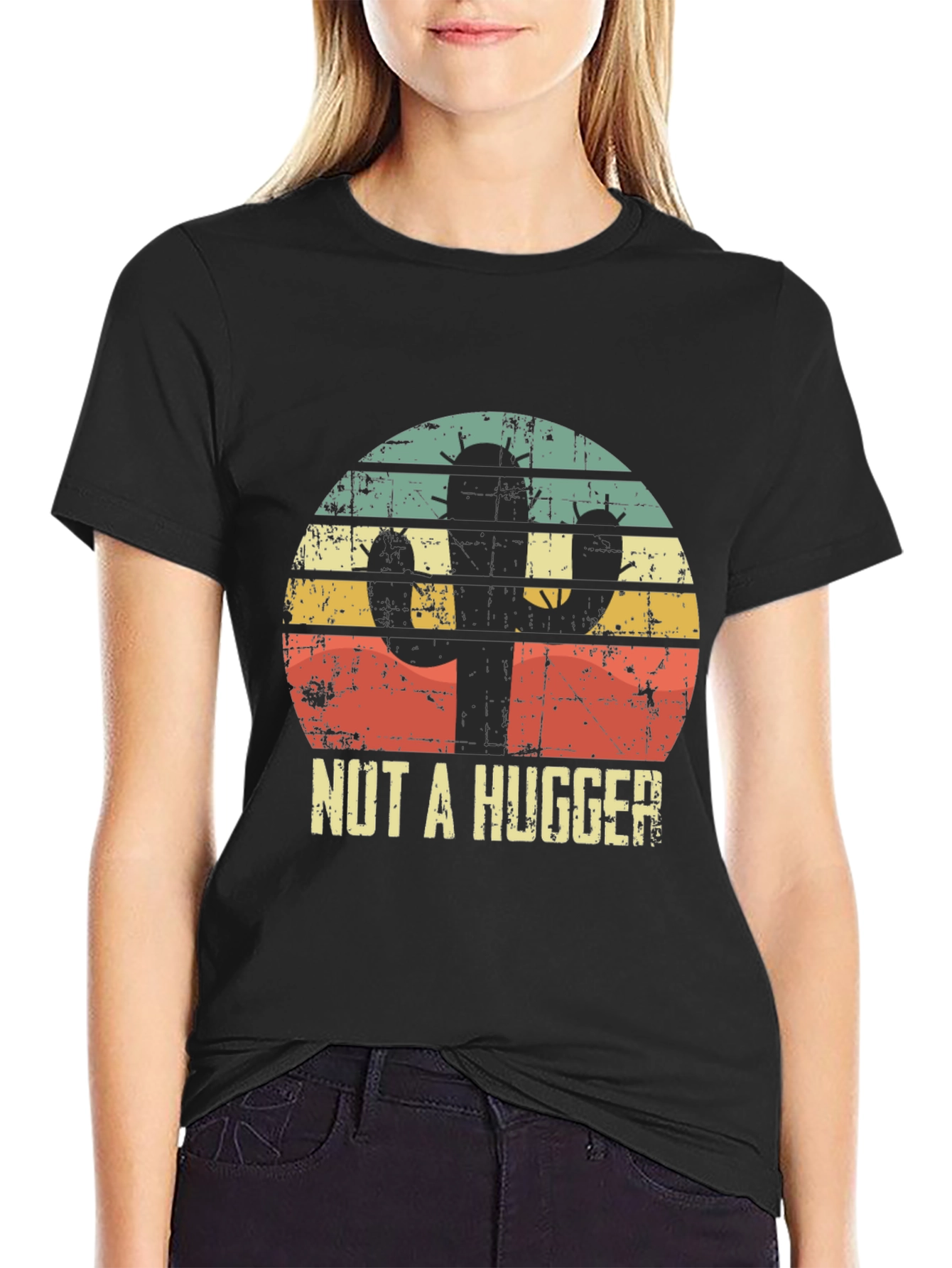 Black Cactus Humor Graphic Tee - "Nut A Hugger" view 2
