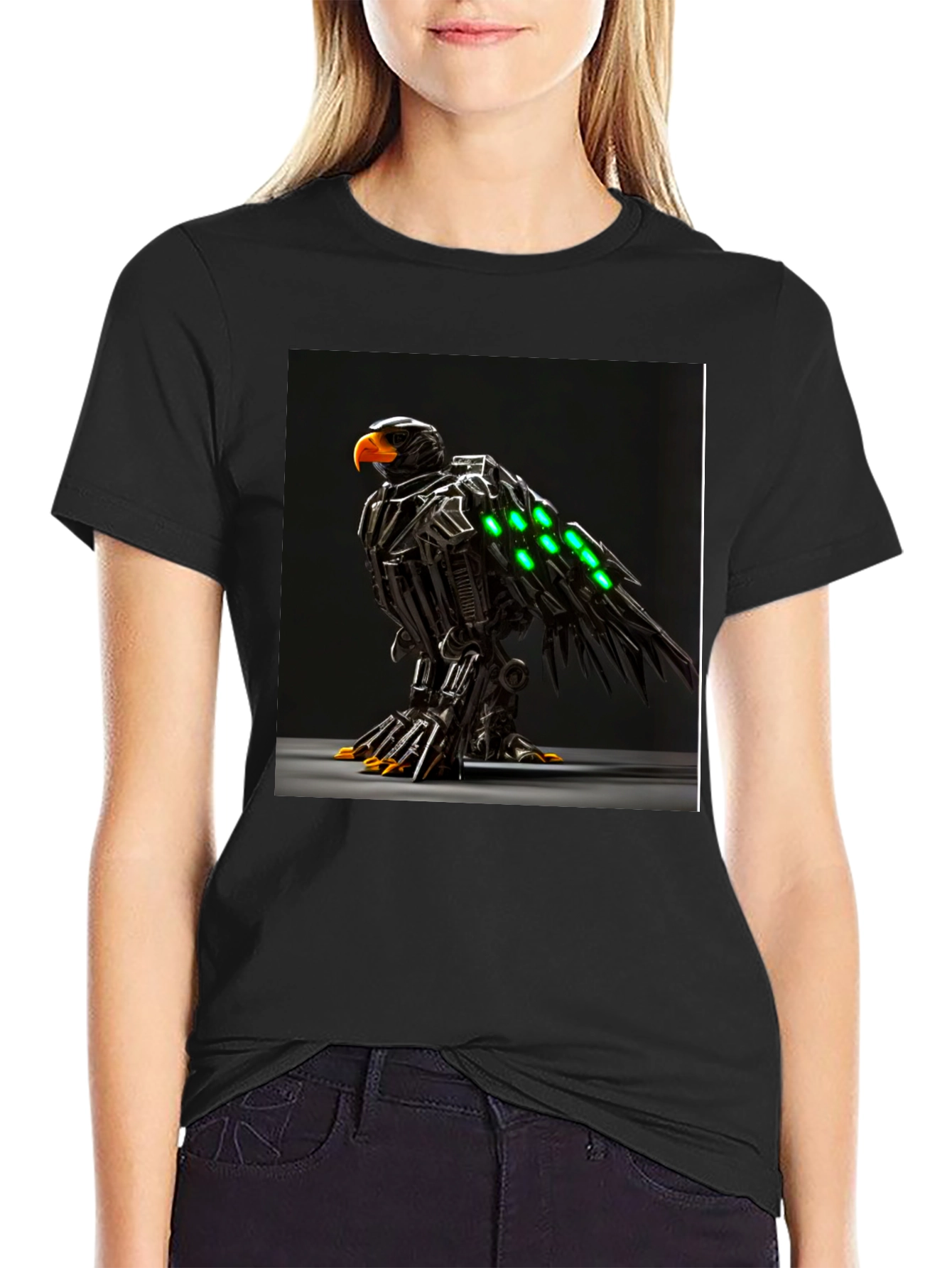 Black Robotic Eagle Graphic Tee - Bold Black view 2