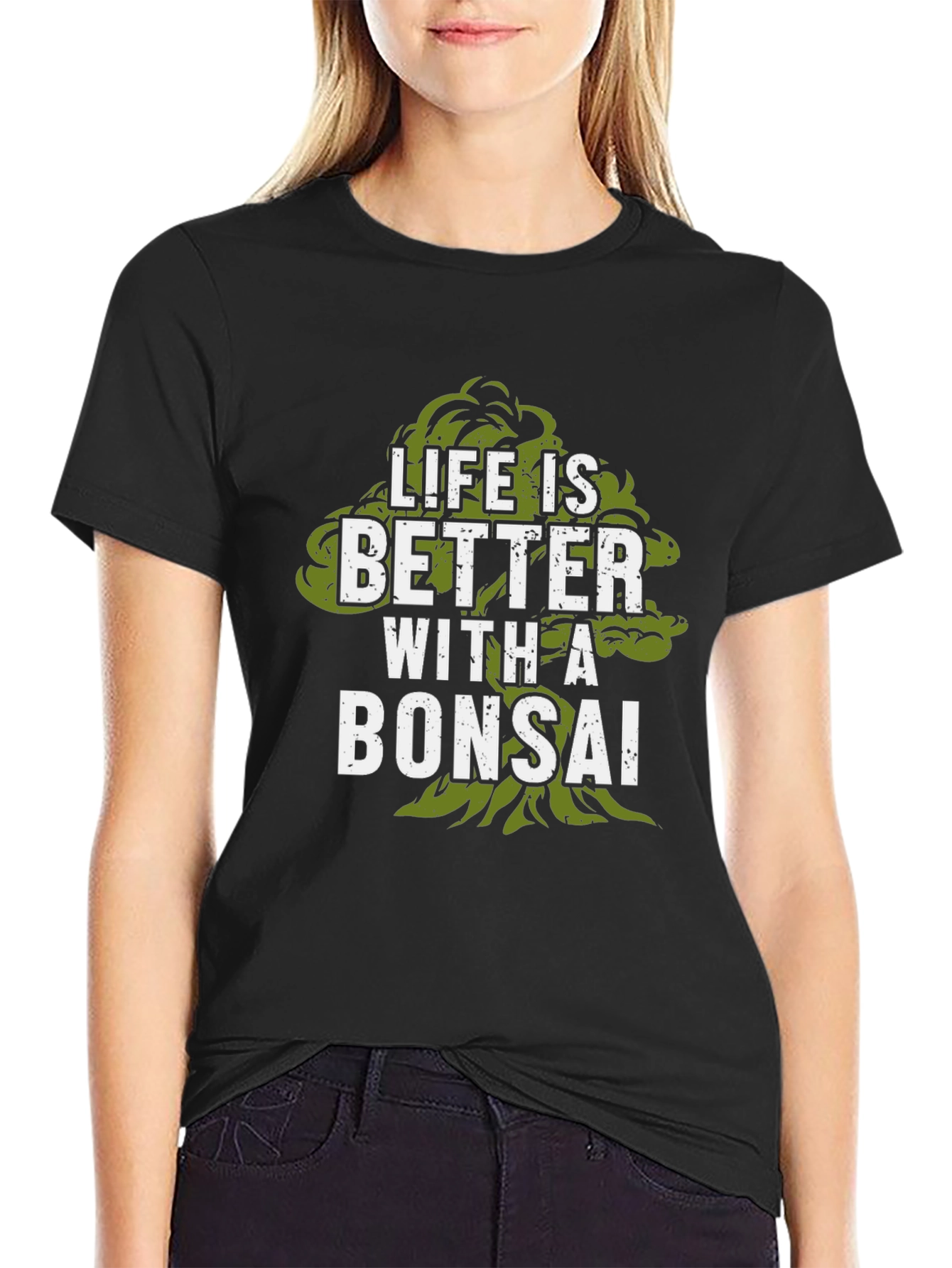 Black Life is Better with a Bonsai Black T-Shirt view 2