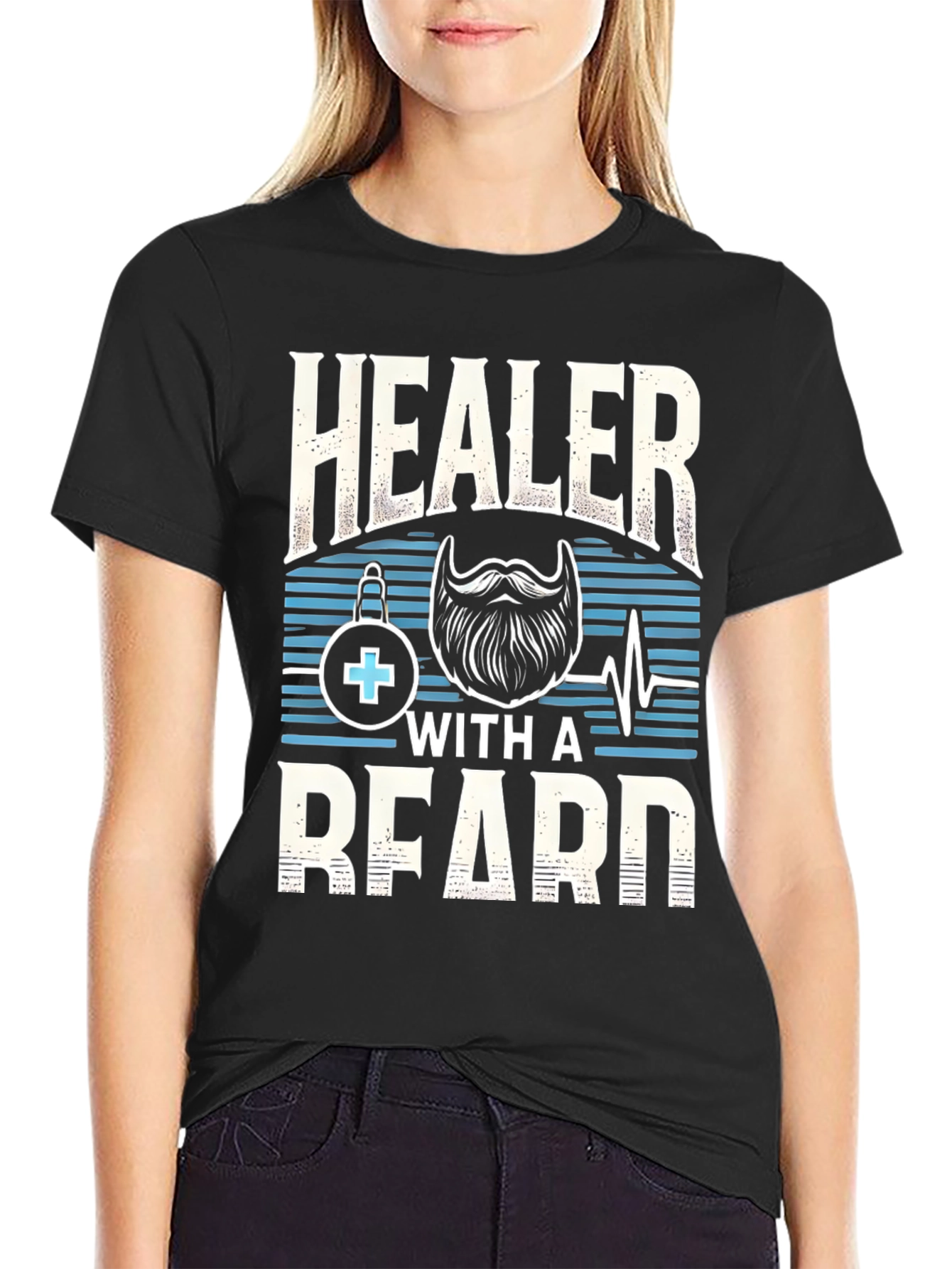 Black Healer With a Beard Graphic Tee view 2