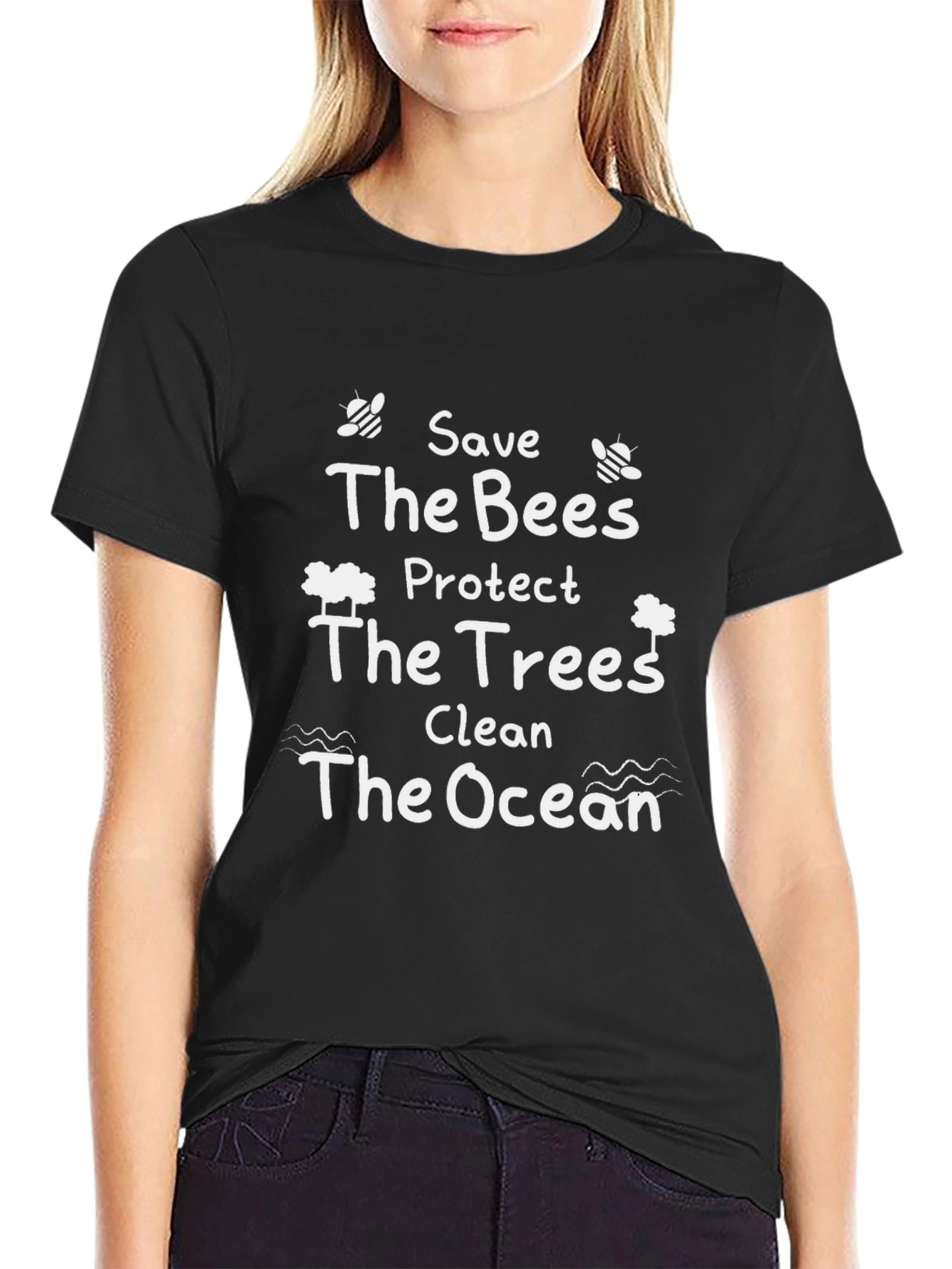 Black Save The Bees Graphic T-Shirt view 2