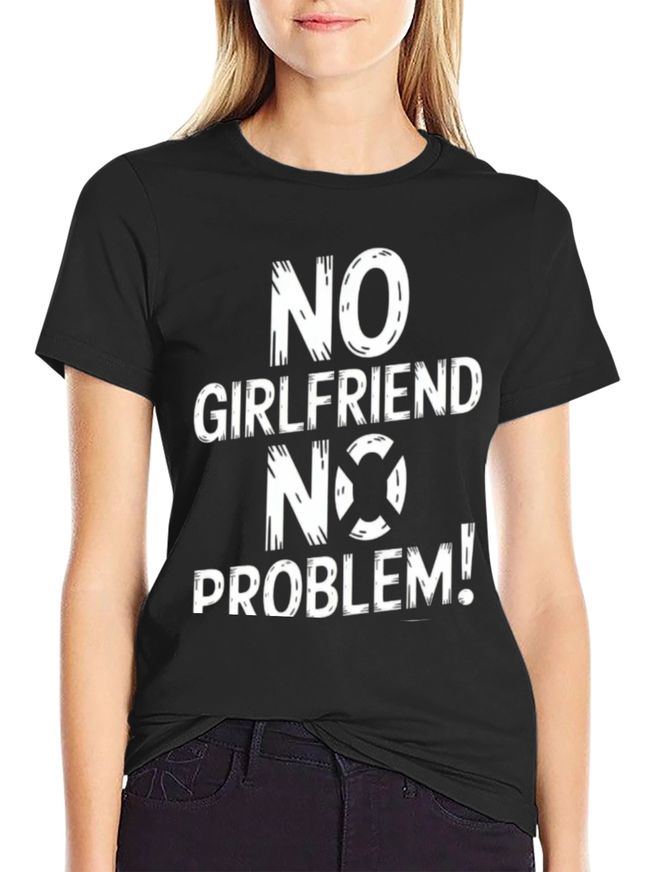 Black No Girlfriend No Problem Graphic Tee view 2