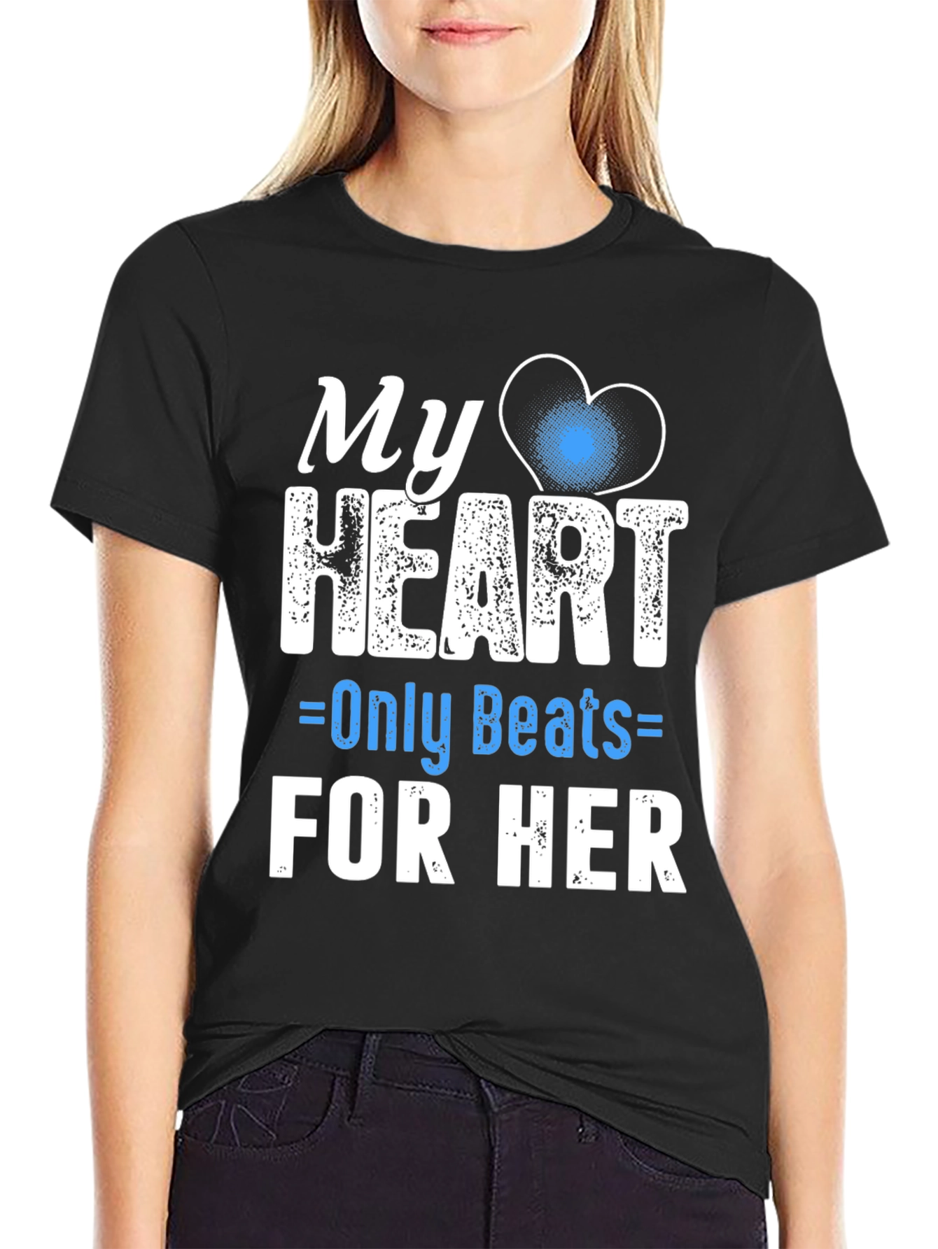 Black My Heart Only Beats For Her - Graphic Tee view 2