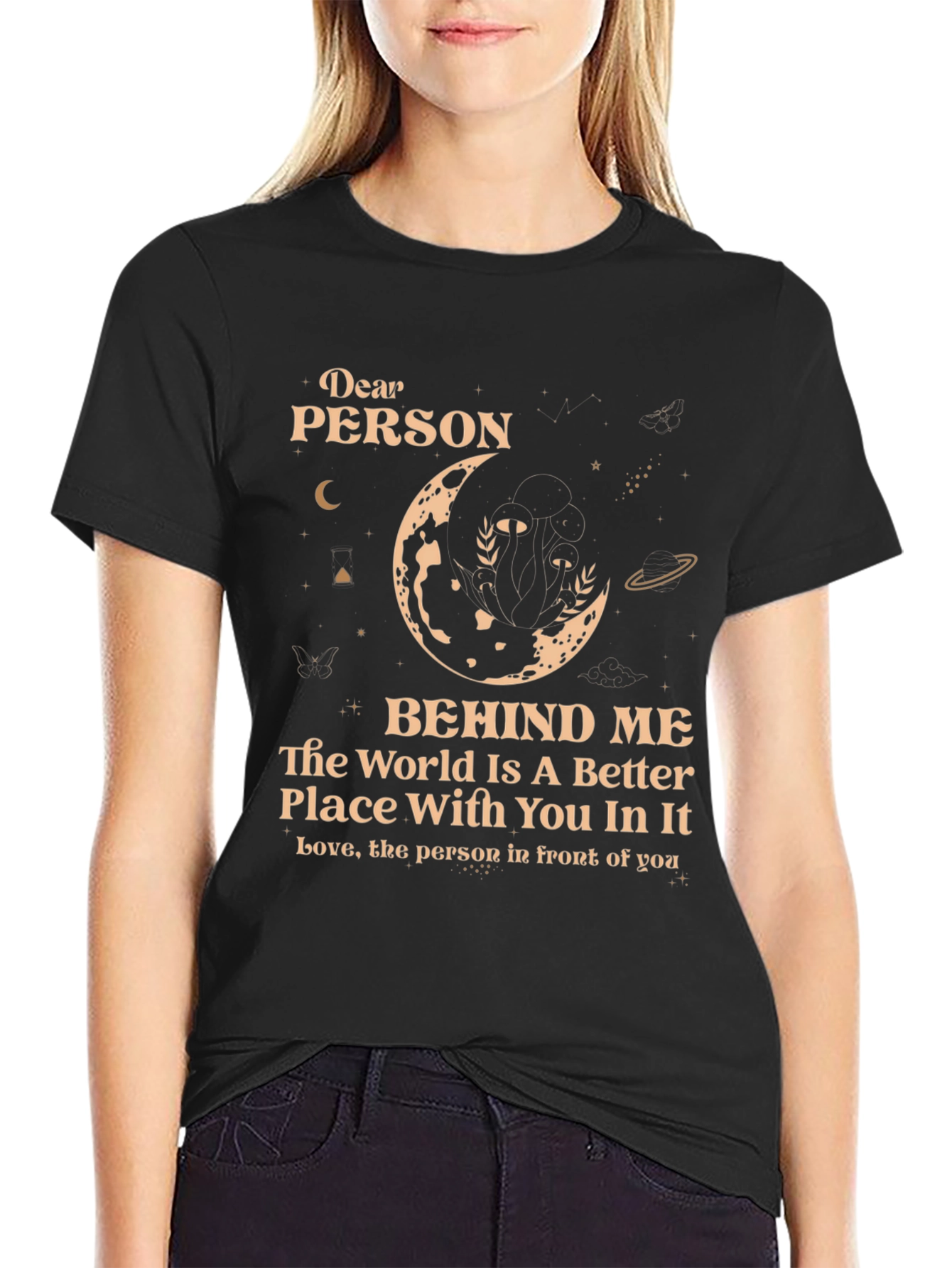 Black Dear Person Behind Me T-Shirt - Unisex view 2