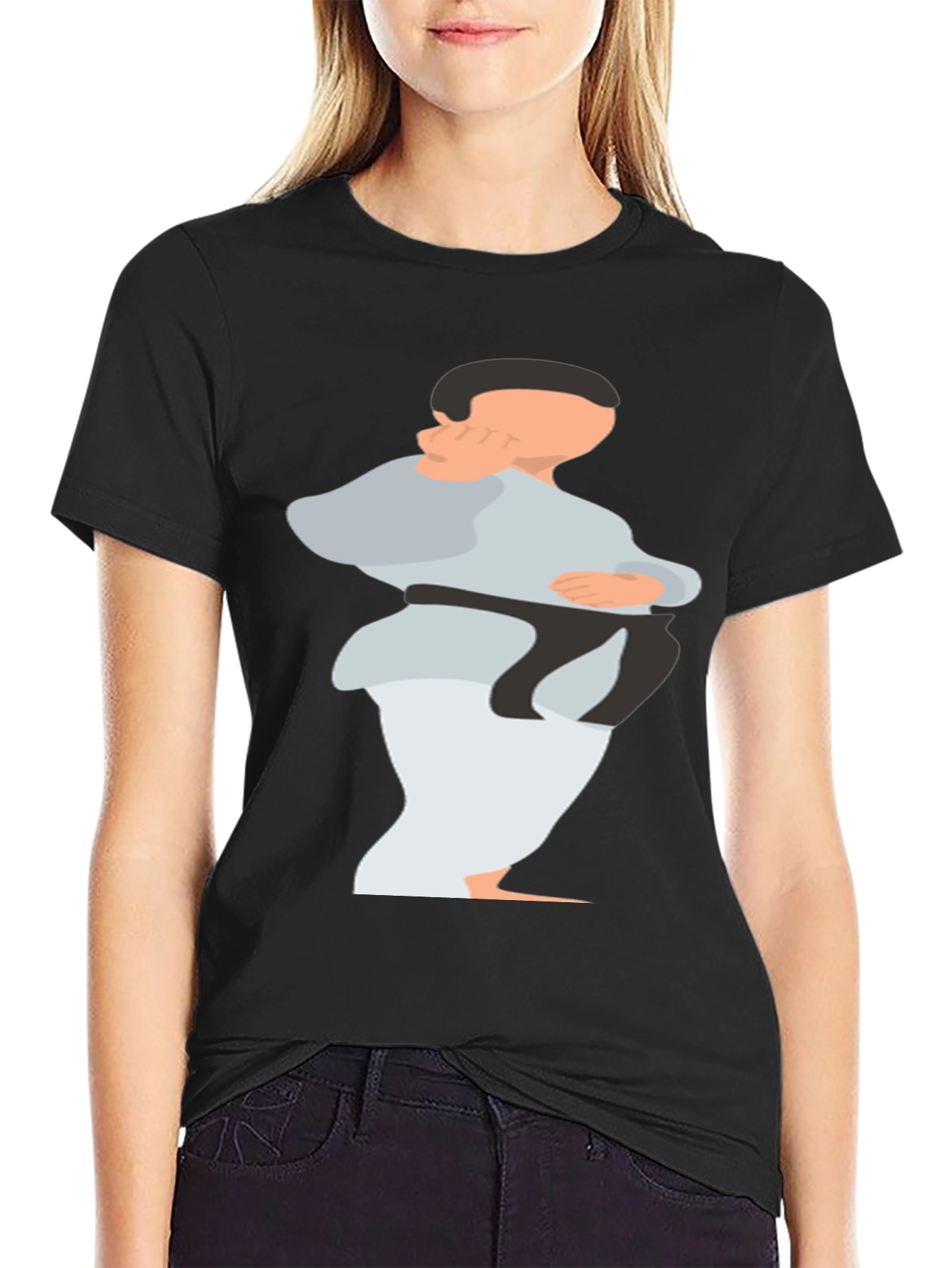 Black Karate Graphic T-Shirt - Black Cotton Blend view 2