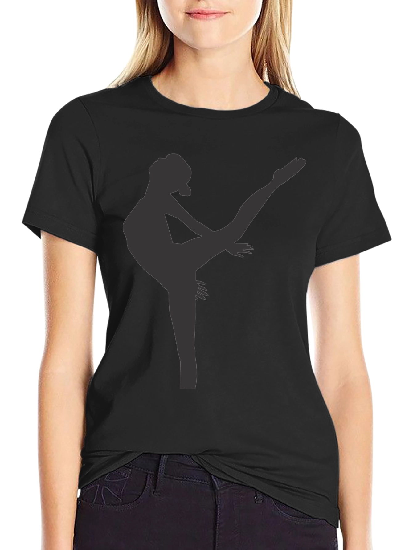 Black Dancer Silhouette Black T-Shirt view 2