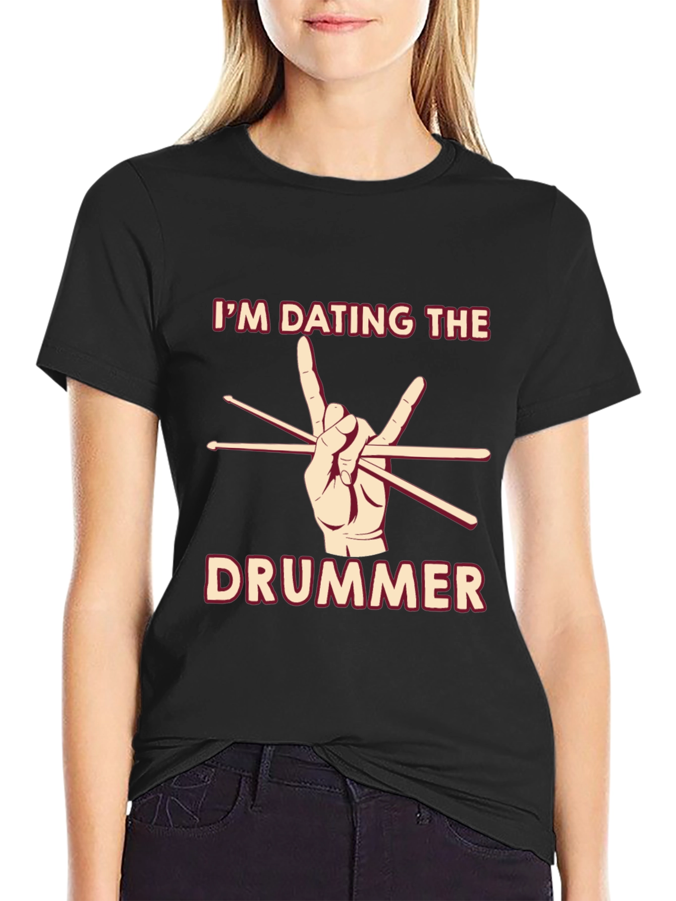 Black I'm Dating the Drummer T-Shirt view 2