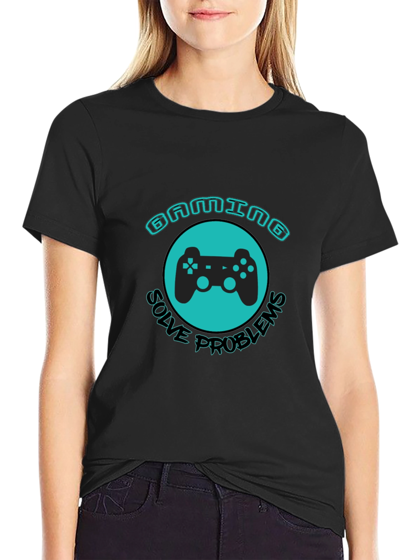 Black Gaming Solves Problems T-Shirt view 2