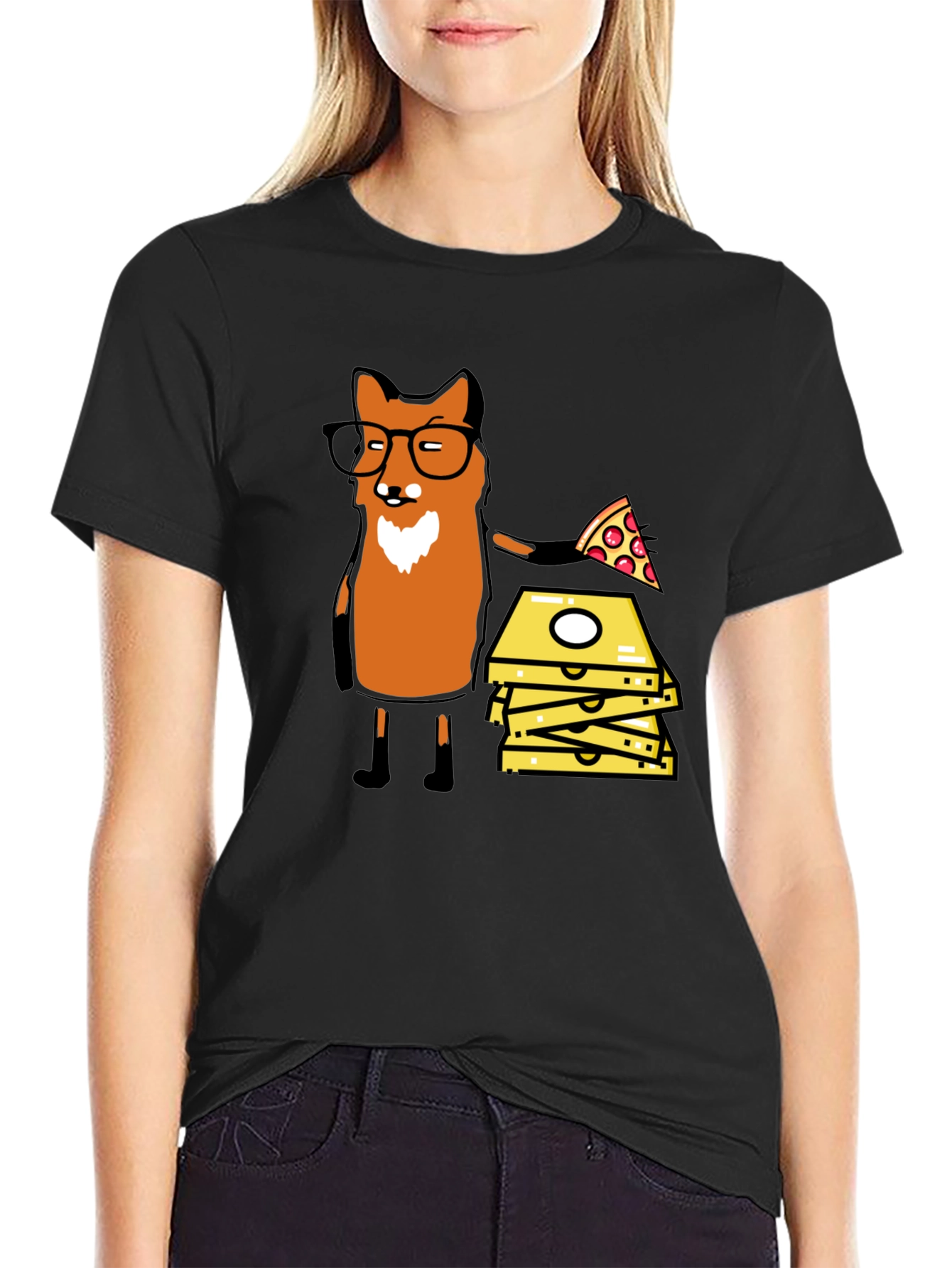 Black Fox Pizza Delivery T-Shirt - Funny Graphic Tee view 2