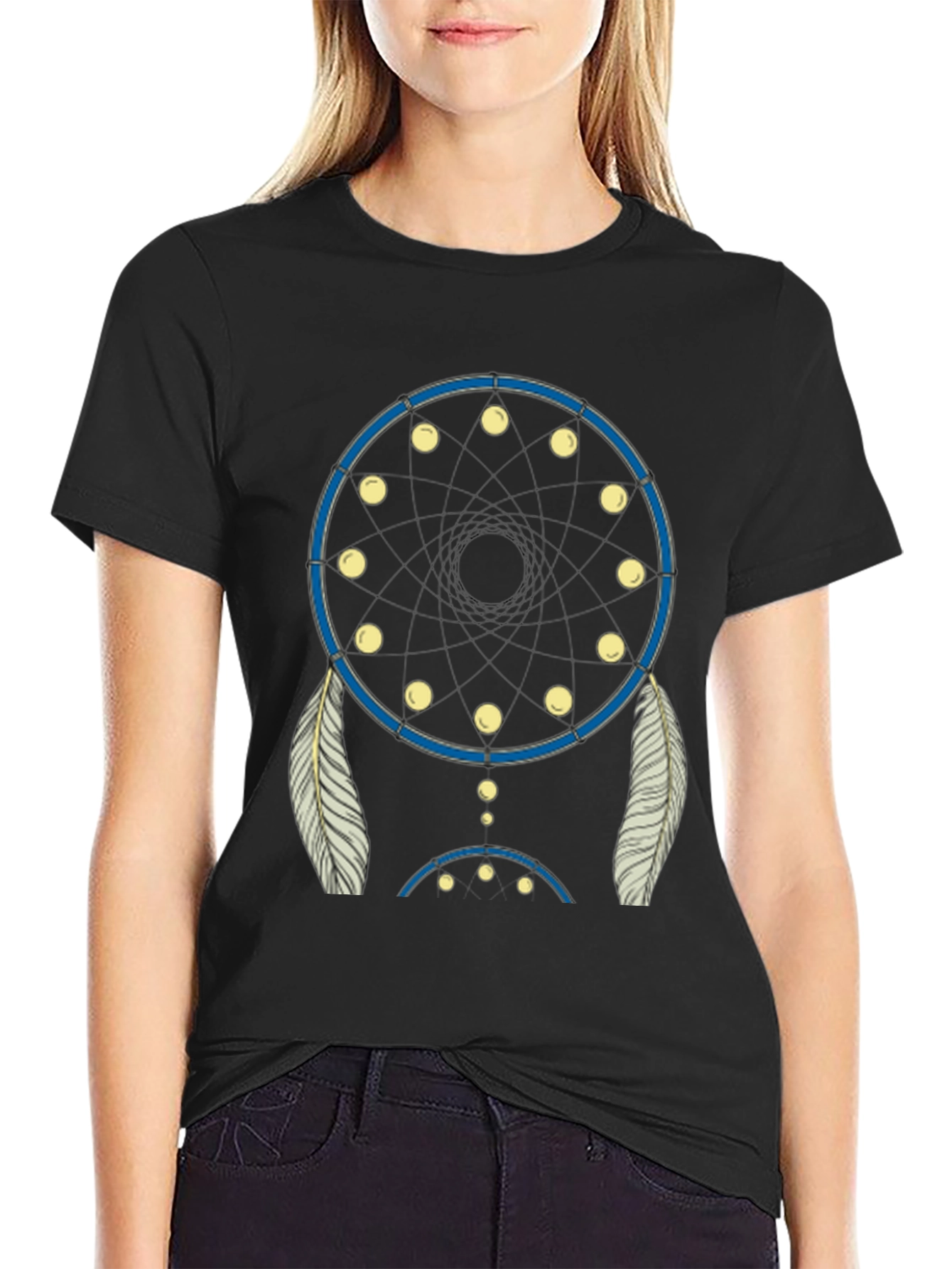 Black Dream Catcher Graphic Tee - Black Cotton Blend view 2