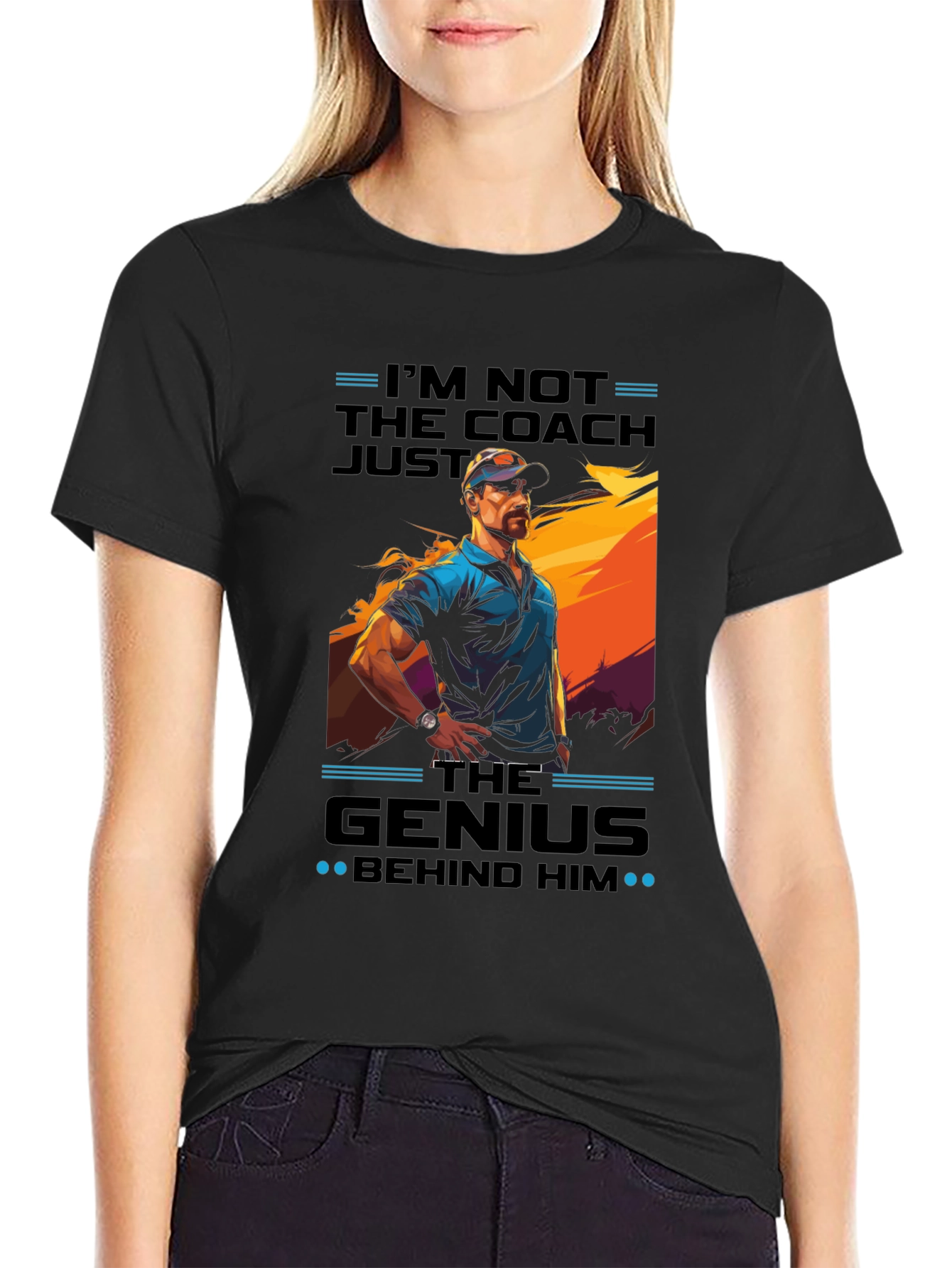 Black I'm Not The Coach, Just The Genius Graphic Tee view 2