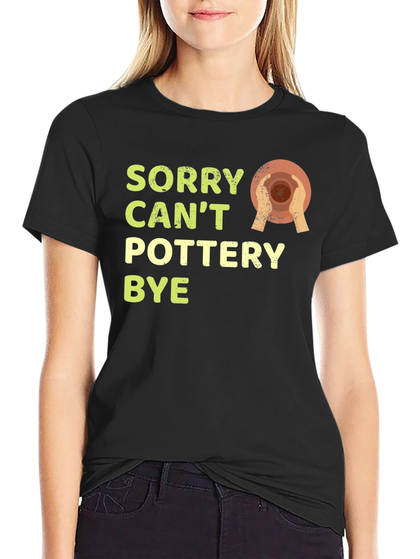 Black Sorry Can't Pottery Bye T-Shirt view 2