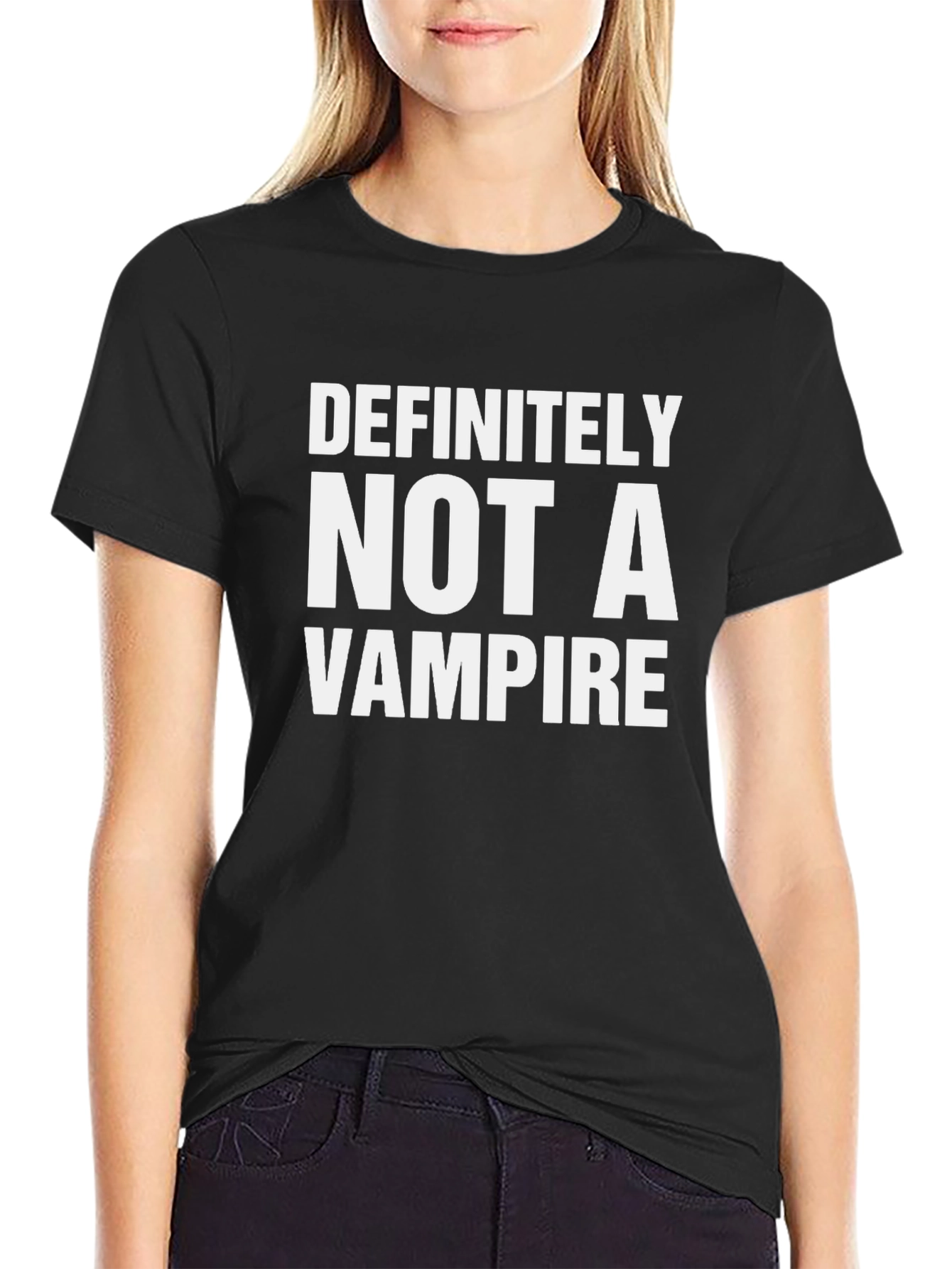 Black Definitely Not a Vampire Graphic T-Shirt view 2