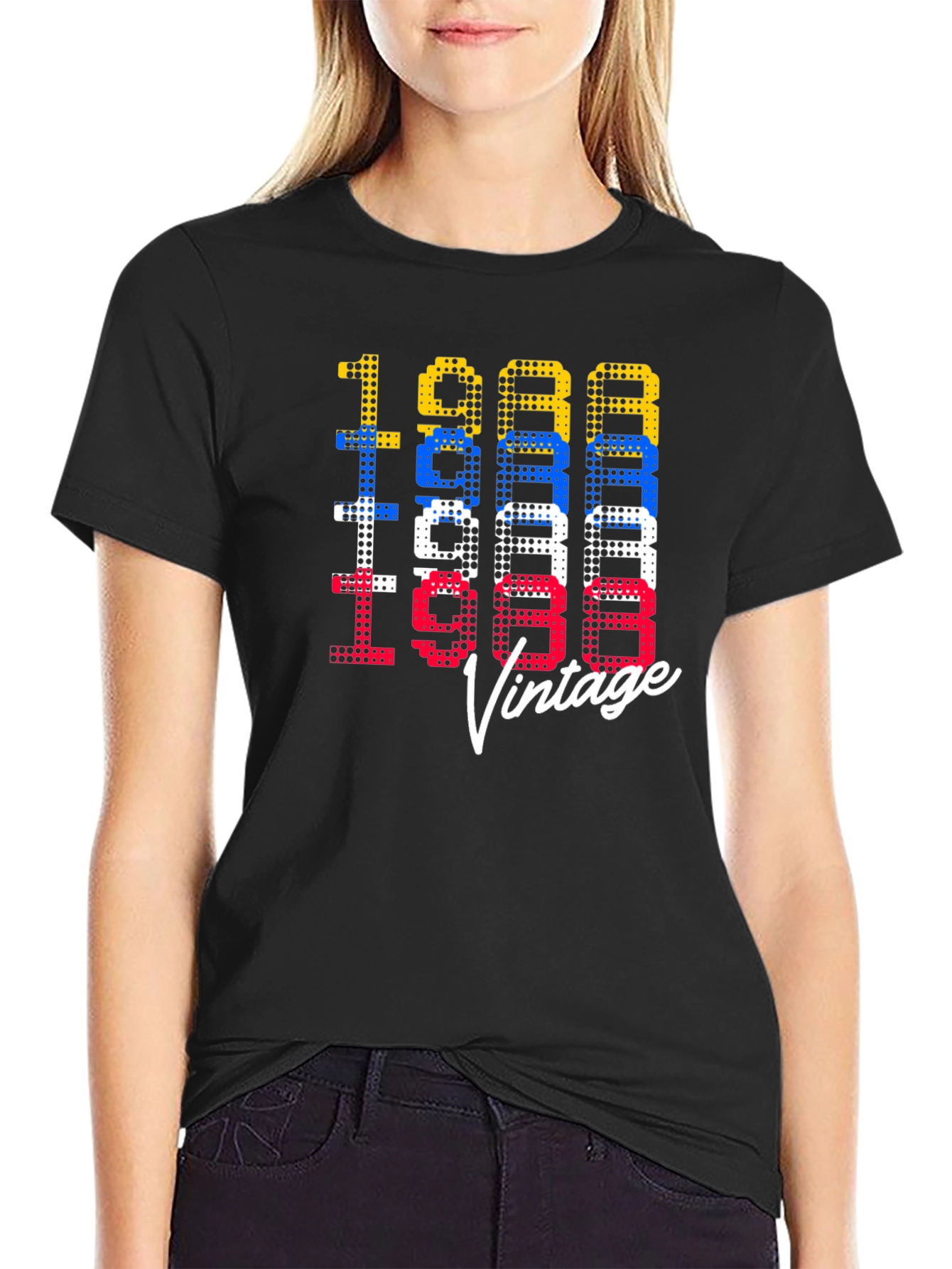 Black Retro 1988 Vintage Graphic Tee view 2