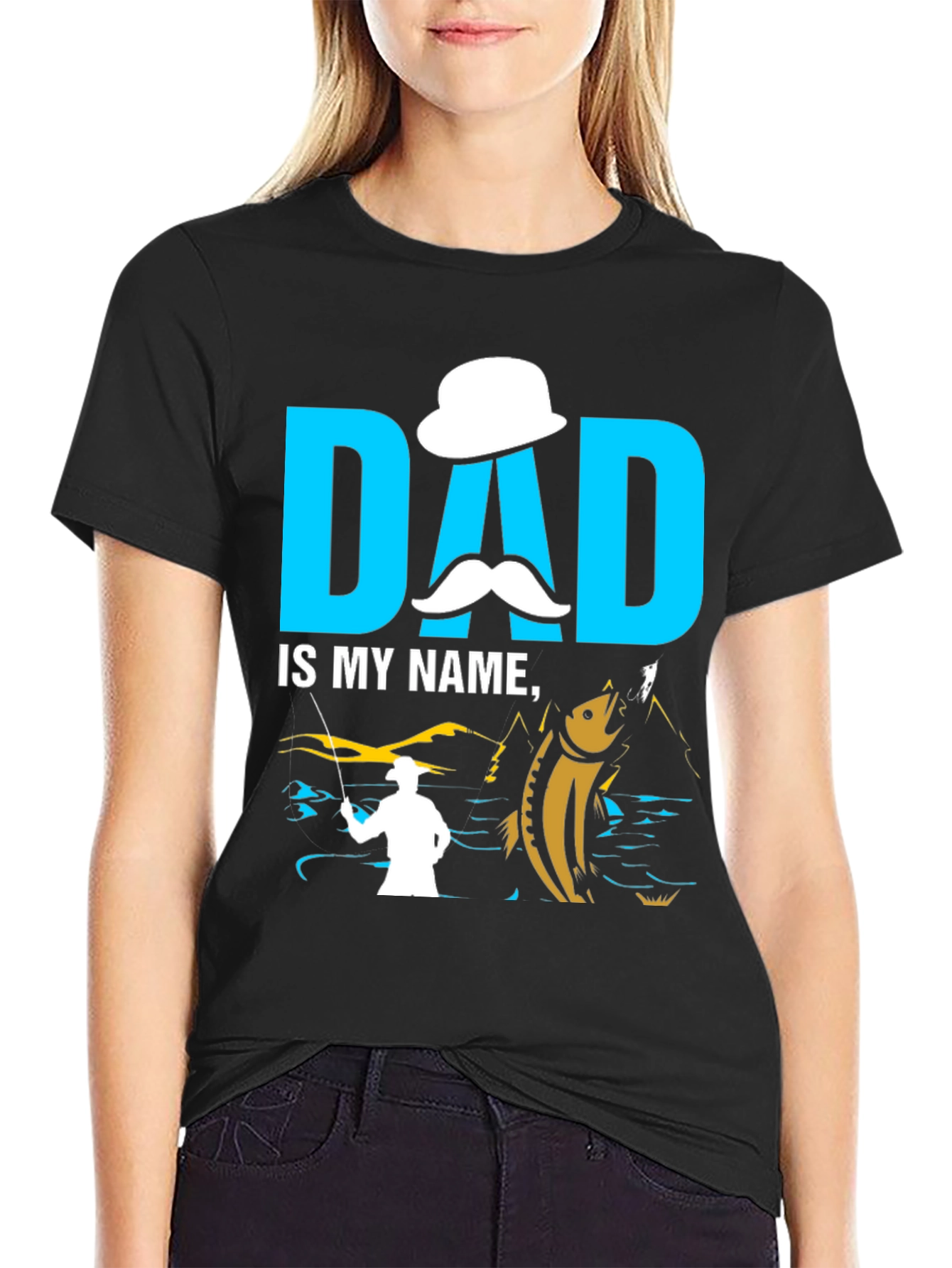 Black Dad is My Name Fishing T-Shirt view 2