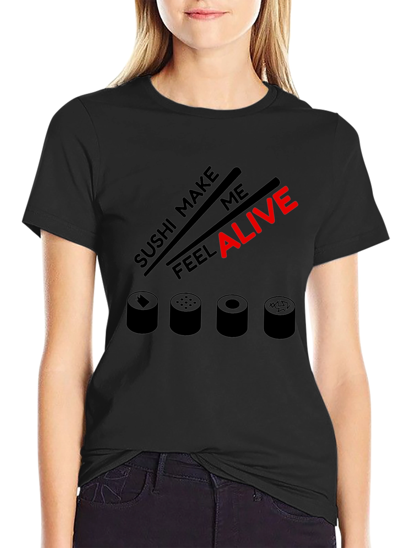 Black Sushi Lover Graphic Tee - Make Me Feel Alive view 2