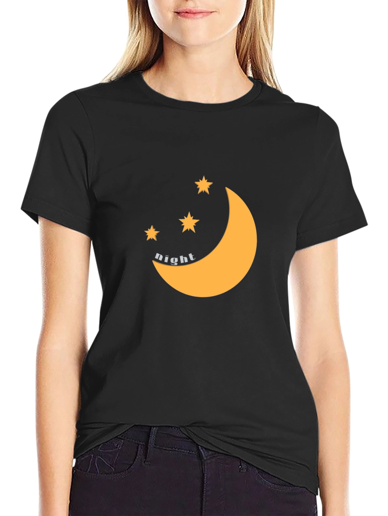 Black Night Sky Graphic Tee - Black Cotton Blend view 2