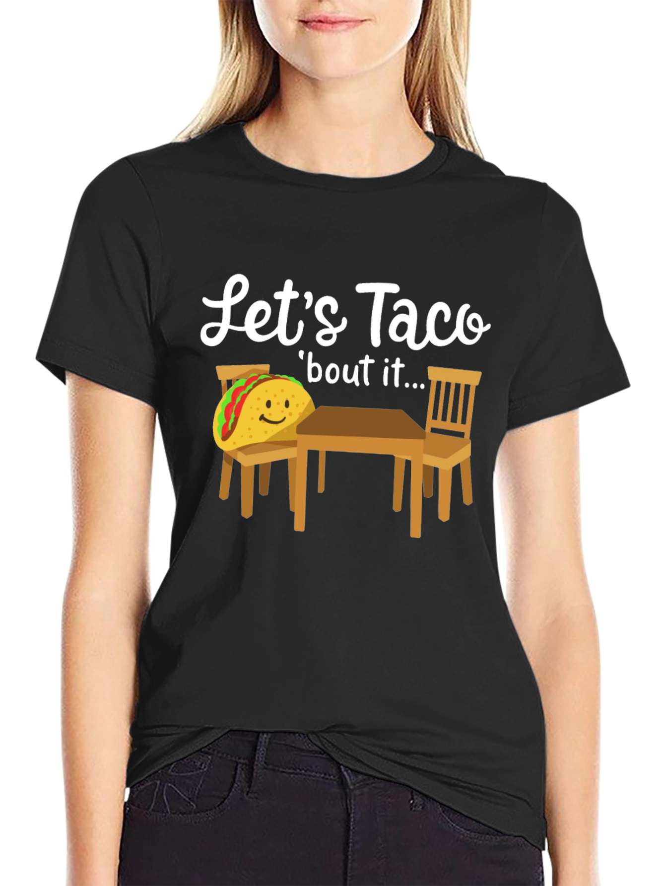 Black Let's Taco 'bout It T-Shirt view 2
