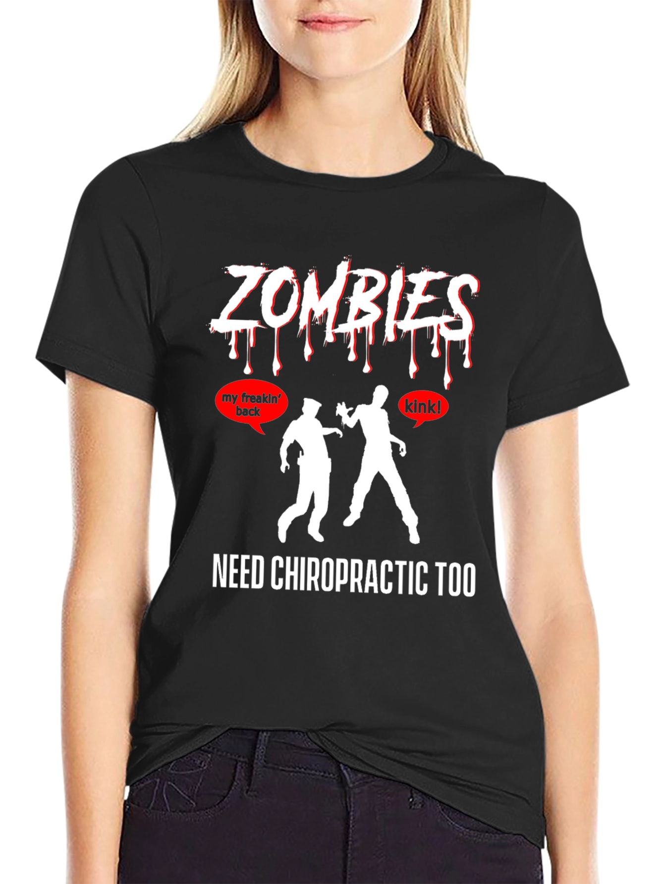 Black Zombies Need Chiropractic T-Shirt view 2
