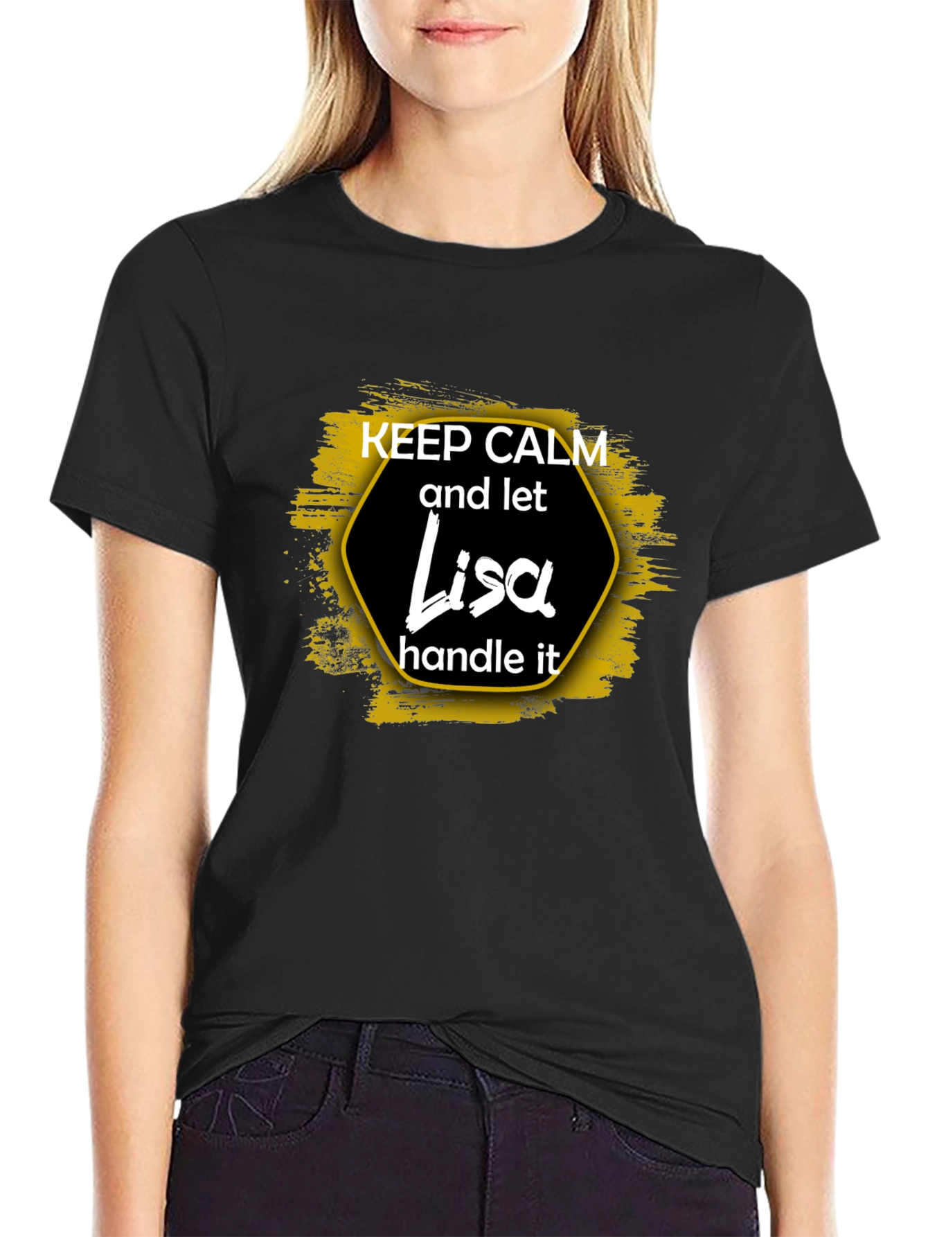 Black Keep Calm Lisa T-Shirt Funny Personalized Gift view 2