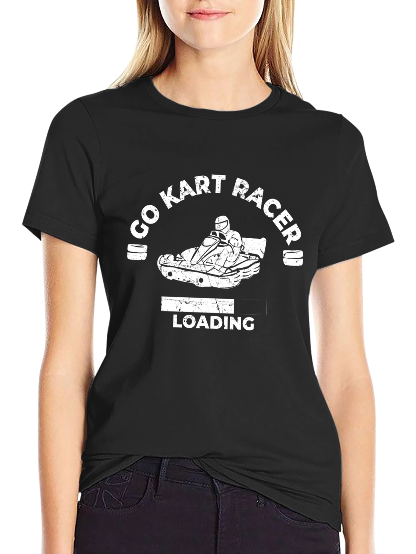 Black Go Kart Racer Loading T-Shirt view 2