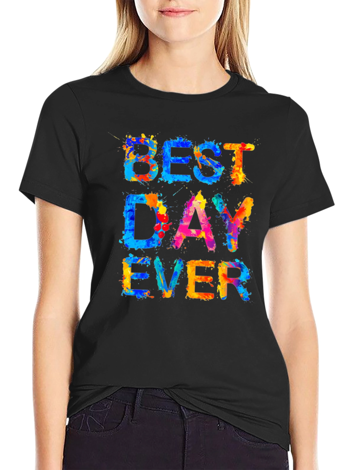 Black Best Day Ever Graphic Tee - Men's Colorful Shirt view 2