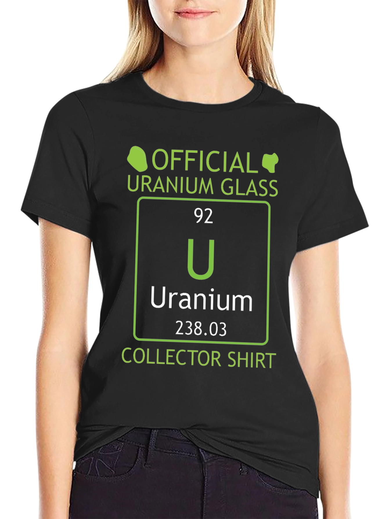 Black Uranium Glass Collector T-Shirt - Periodic Table Tee view 2