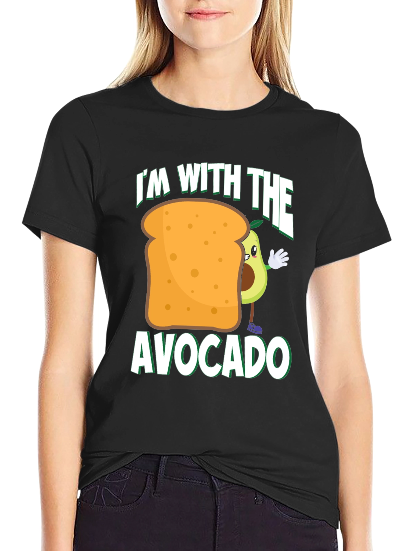 Black I'm With The Avocado T-Shirt Funny Toast Tee view 2