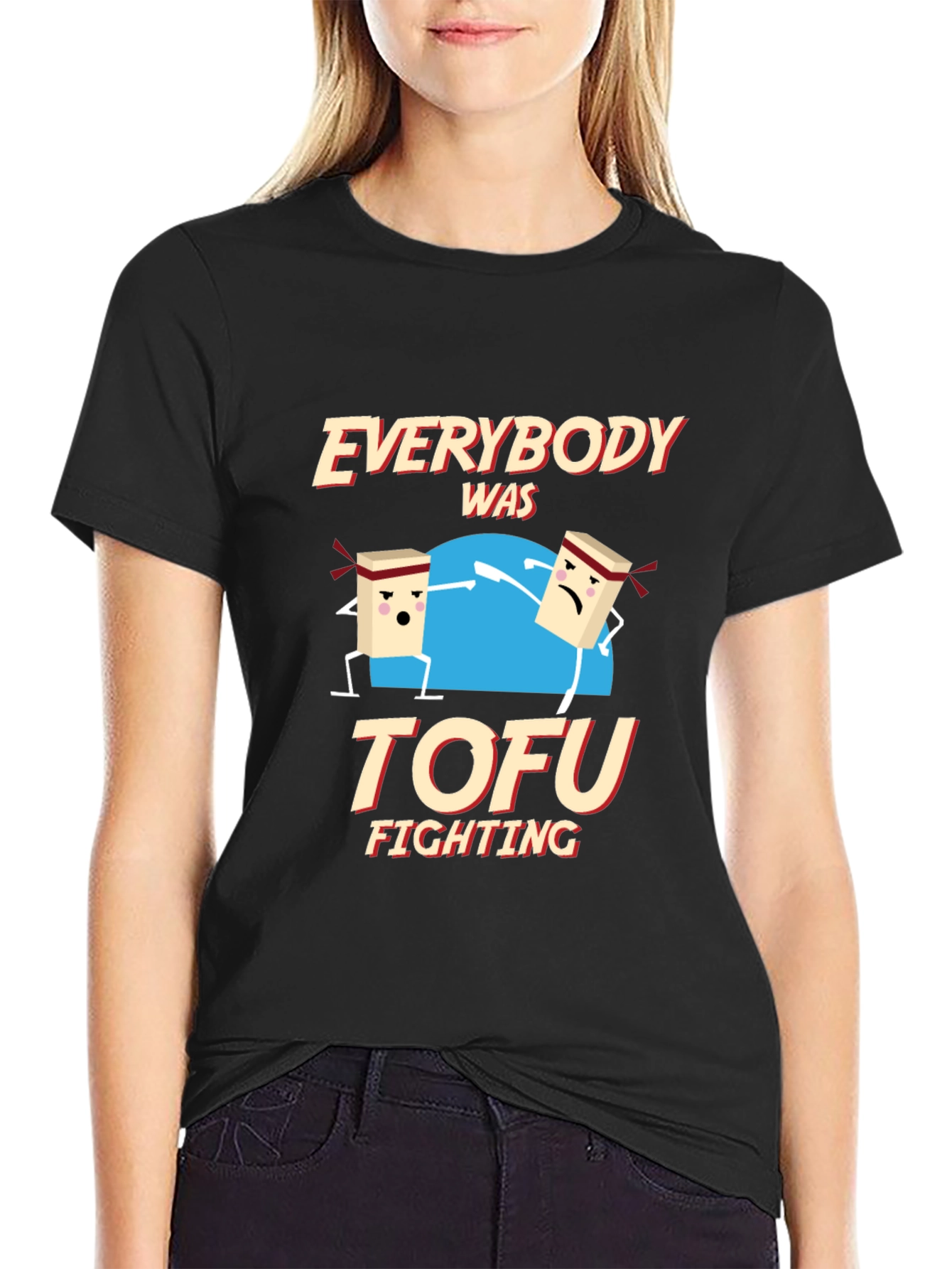 Black Everybody Was Tofu Fighting Graphic Tee view 2