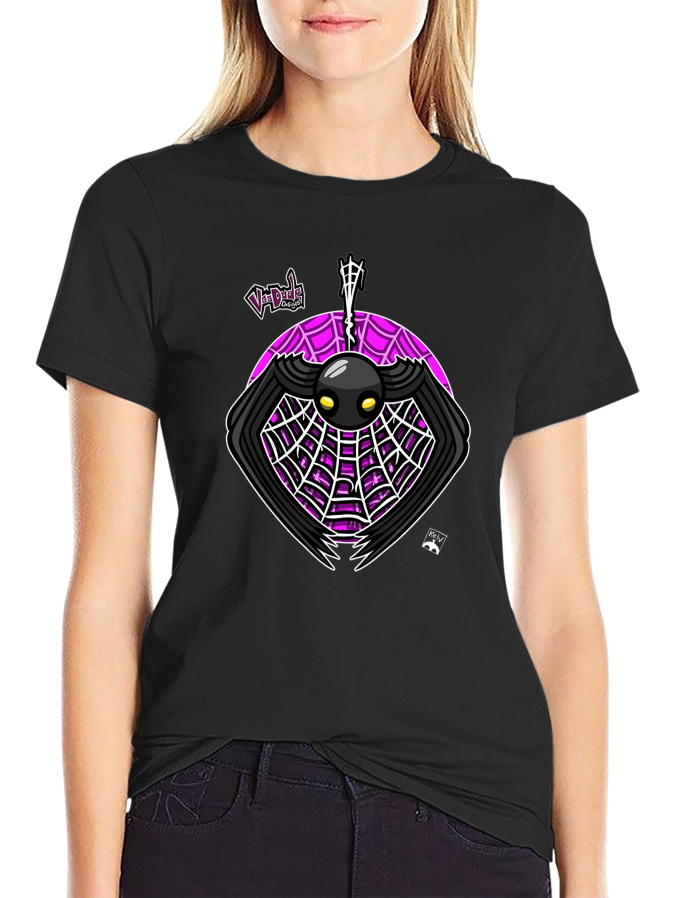 Black Spider Web Graphic Tee - Unique Design T-Shirt view 2