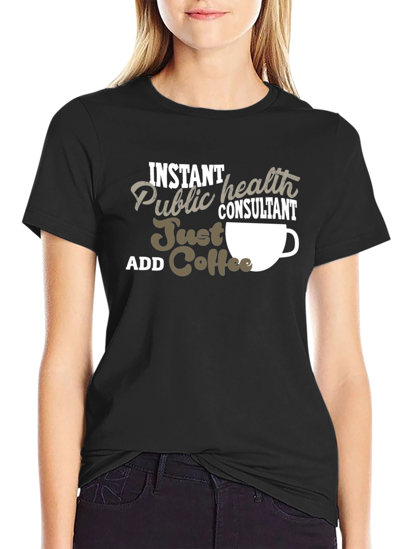 Black Instant Public Health Consultant Coffee T-Shirt view 2