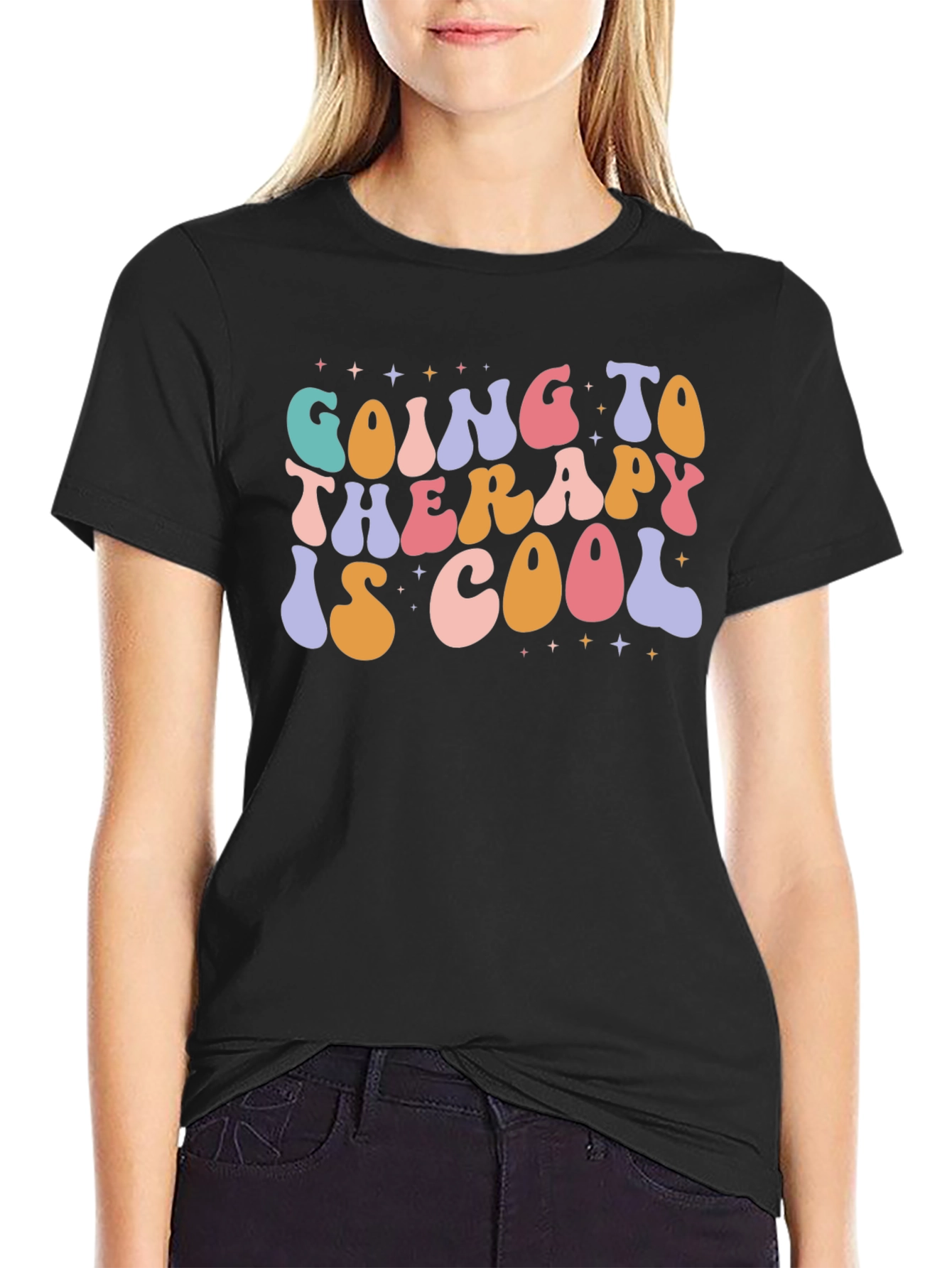 Black Therapy Is Cool Graphic Tee - Stylish Comfort view 2