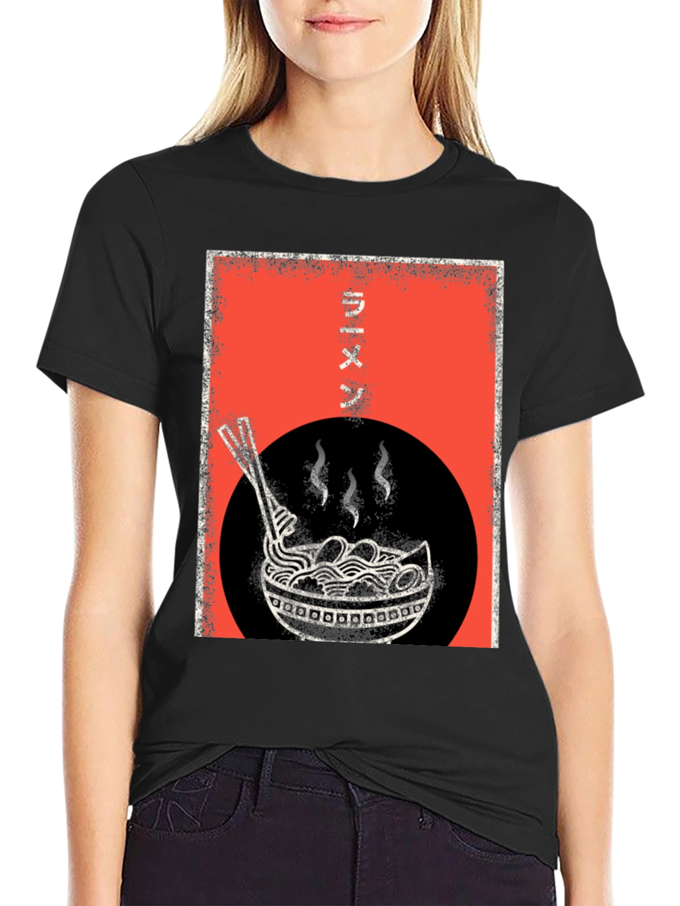 Black Ramen Bowl Graphic Tee - Stylish and Unique T-Shirt view 2