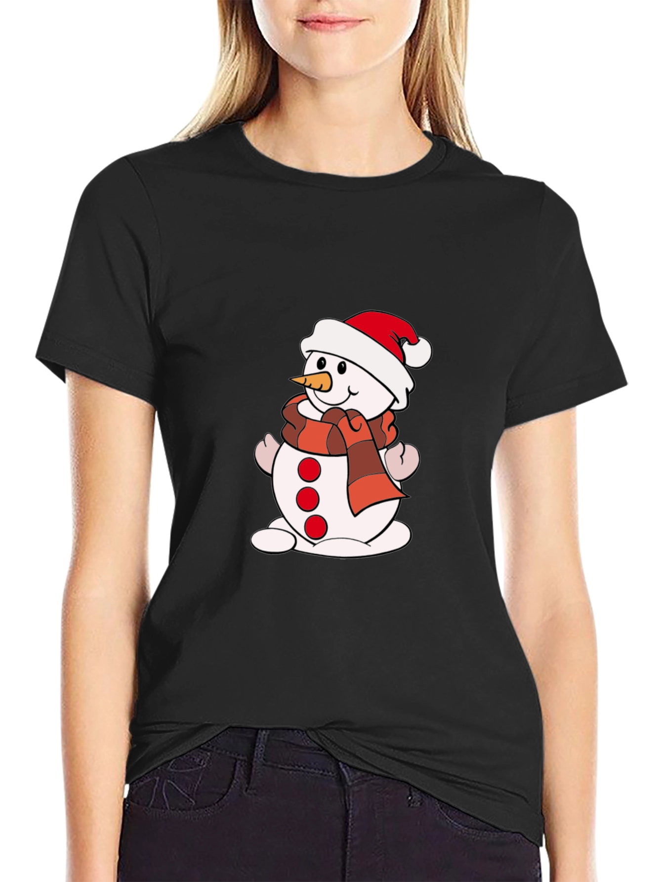 Black Festive Snowman Graphic Tee view 2
