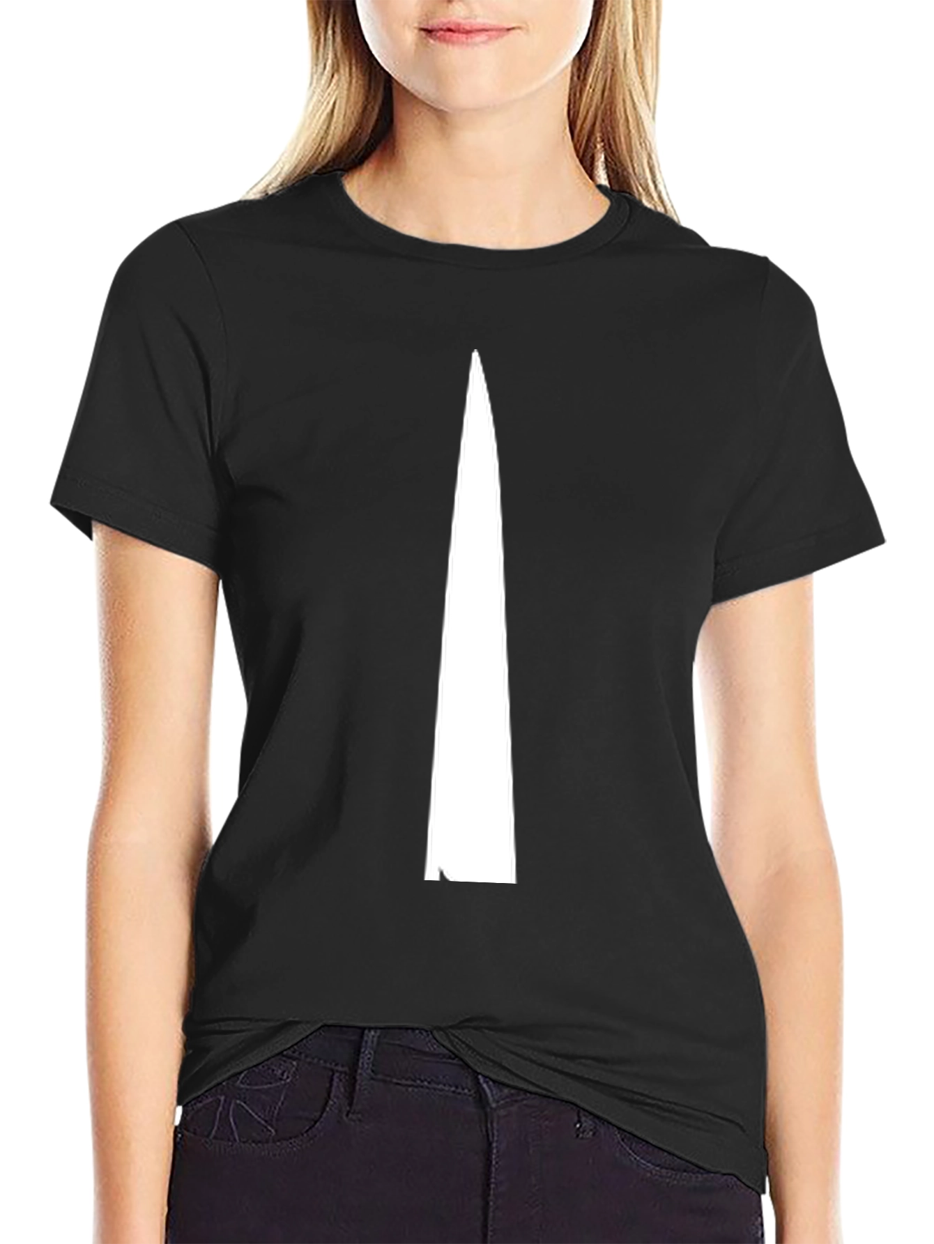 Black Minimalist White Arrow Graphic Black T-Shirt view 2