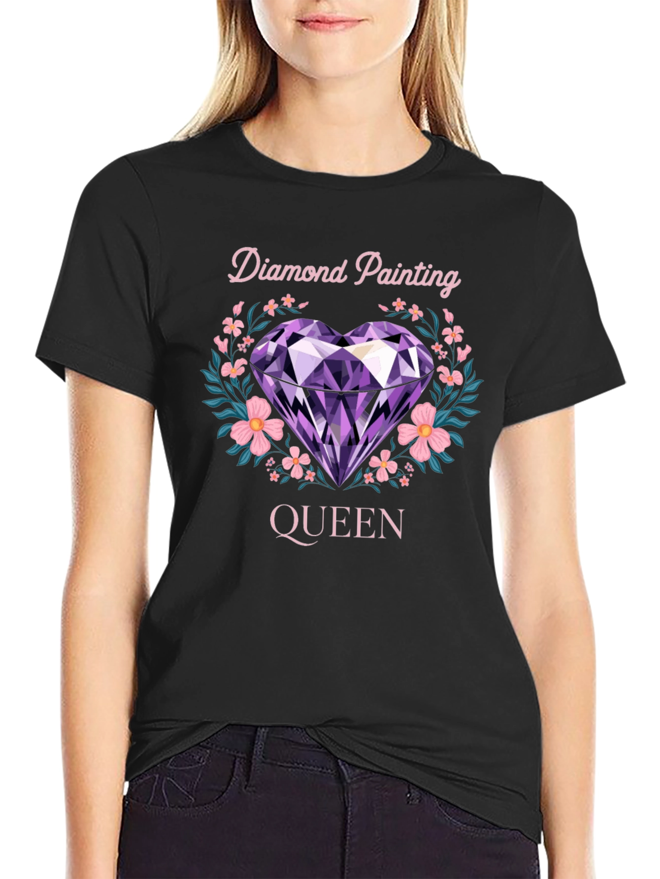 Black Diamond Painting Queen T-Shirt view 2