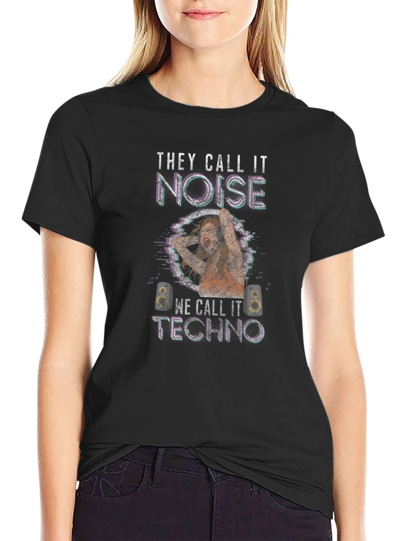 Black Techno Noise T-Shirt - Music Lover Tee view 2
