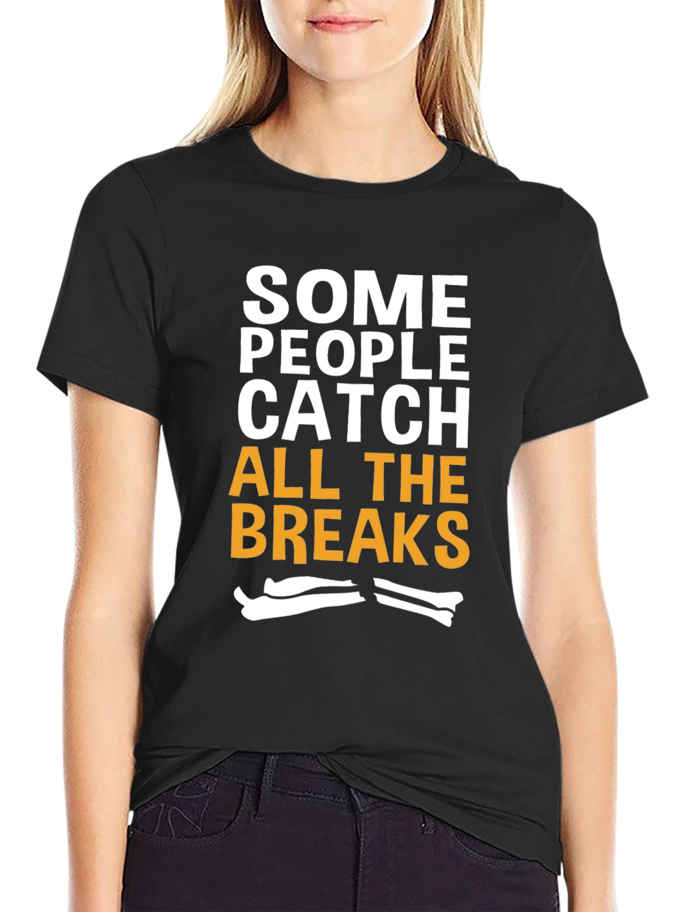 Black Funny Broken Bones T-Shirt - Catch All The Breaks view 2