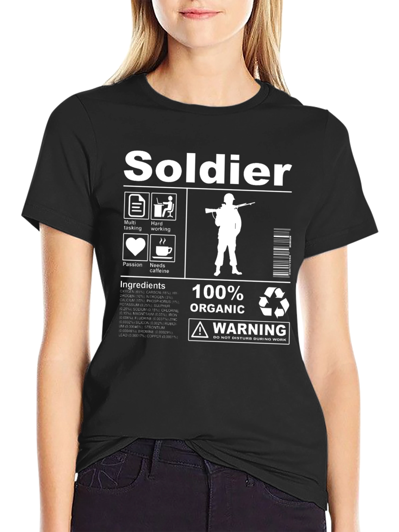 Black Soldier Graphic T-Shirt - Organic & Humorous view 2