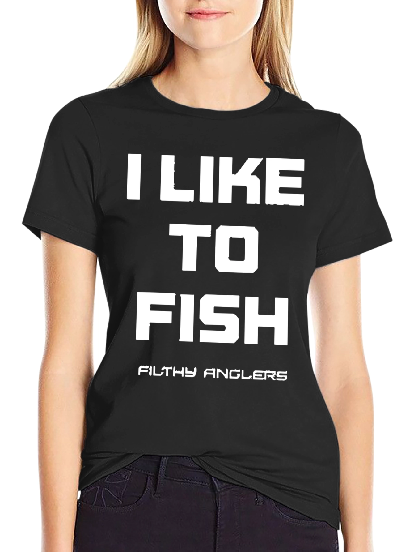 Black I Like to Fish - Funny Angler T-Shirt view 2