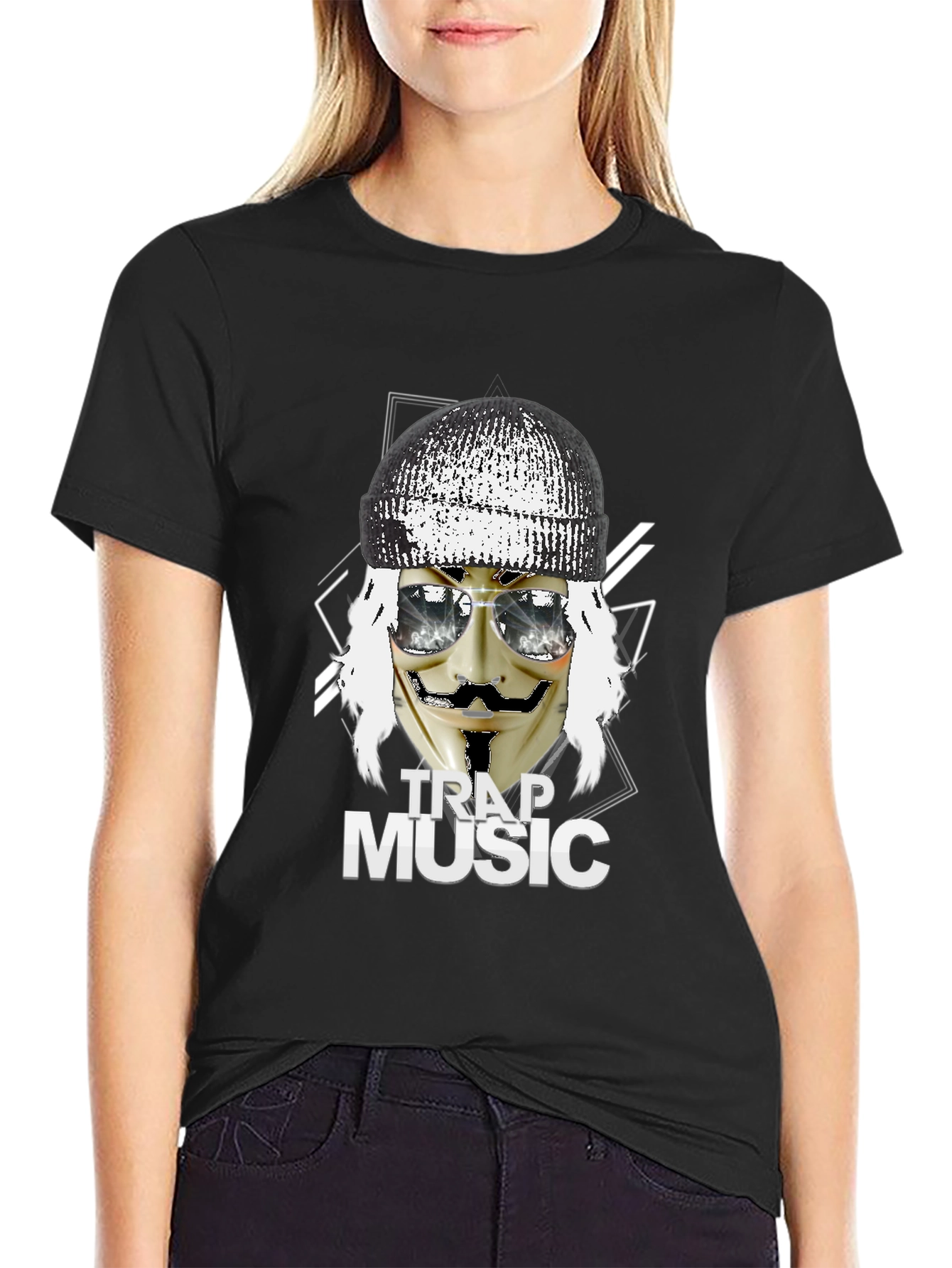 Black Trap Music Graphic Black T-Shirt view 2