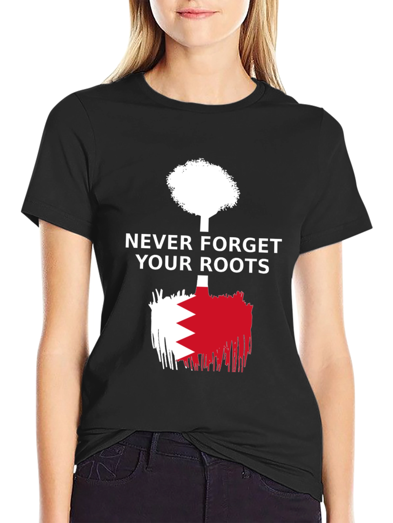 Black Never Forget Roots Graphic T-Shirt view 2