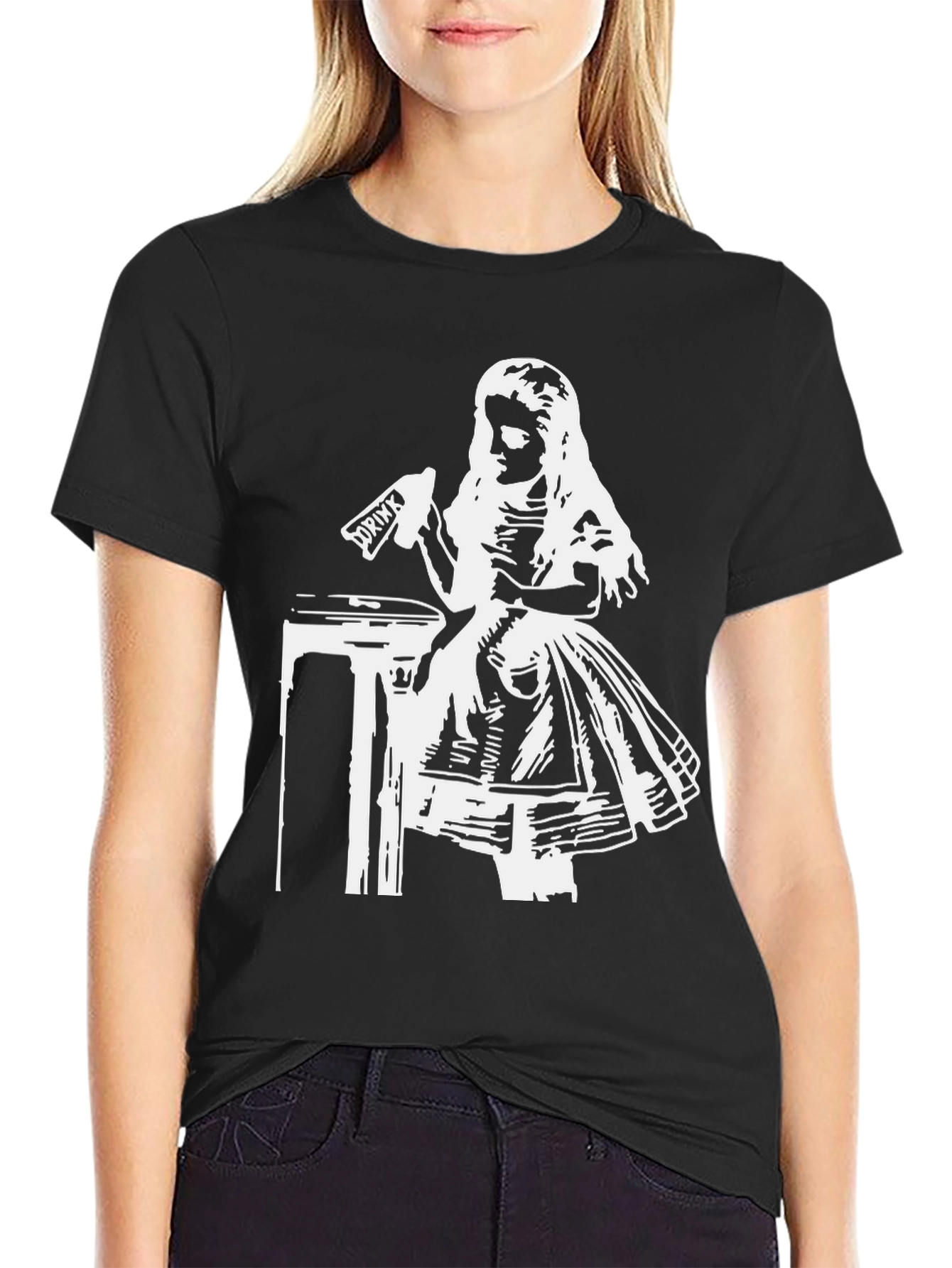 Black Alice in Wonderland Drink Me Graphic Tee view 2