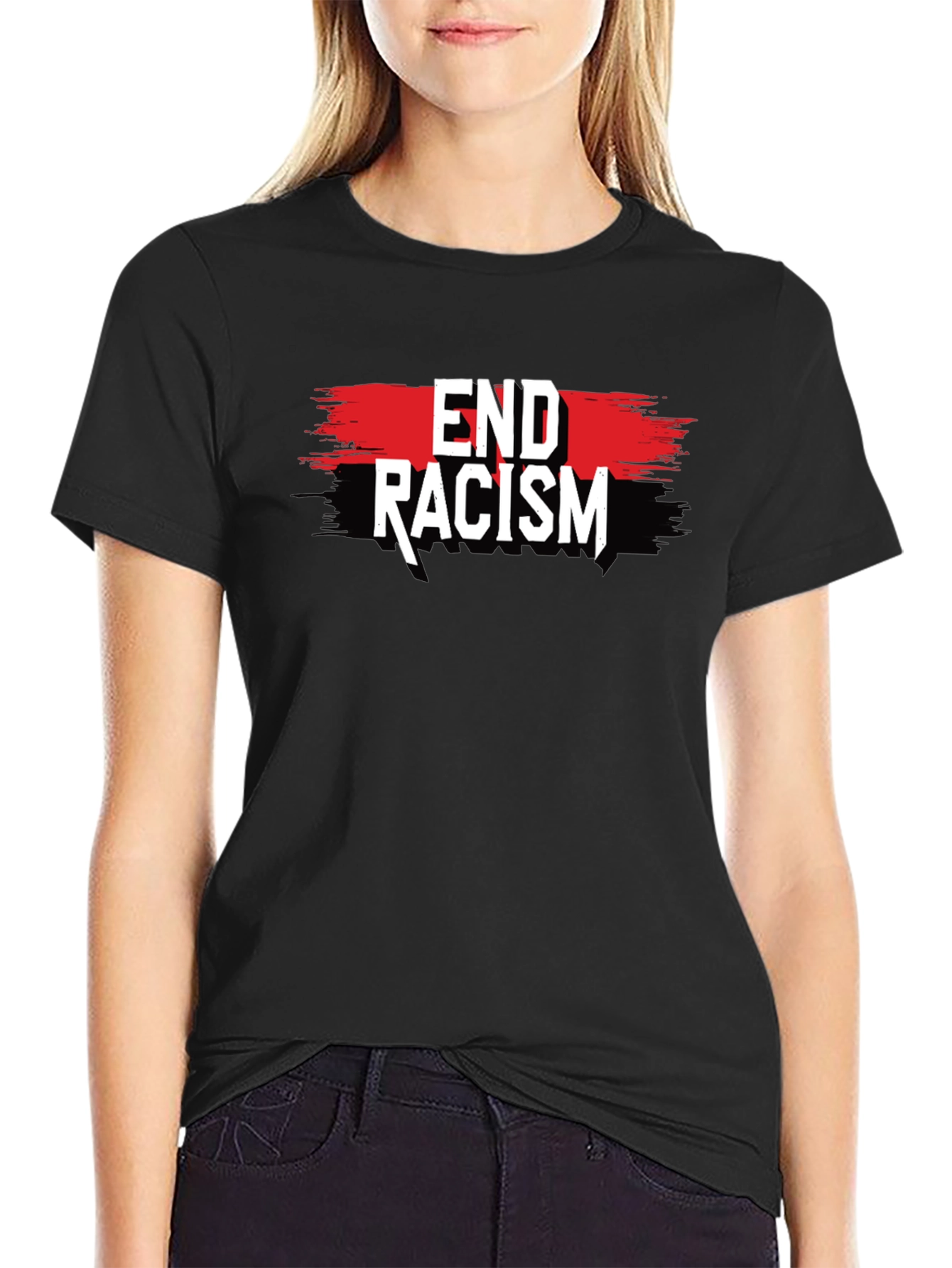 Black End Racism Graphic Tee - Black Activism T-Shirt view 2