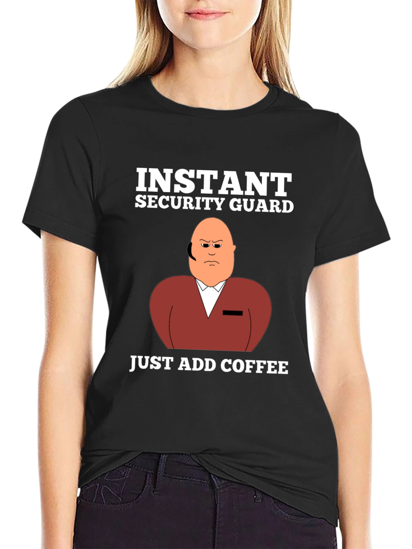 Black Instant Security Guard Funny Graphic T-Shirt view 2
