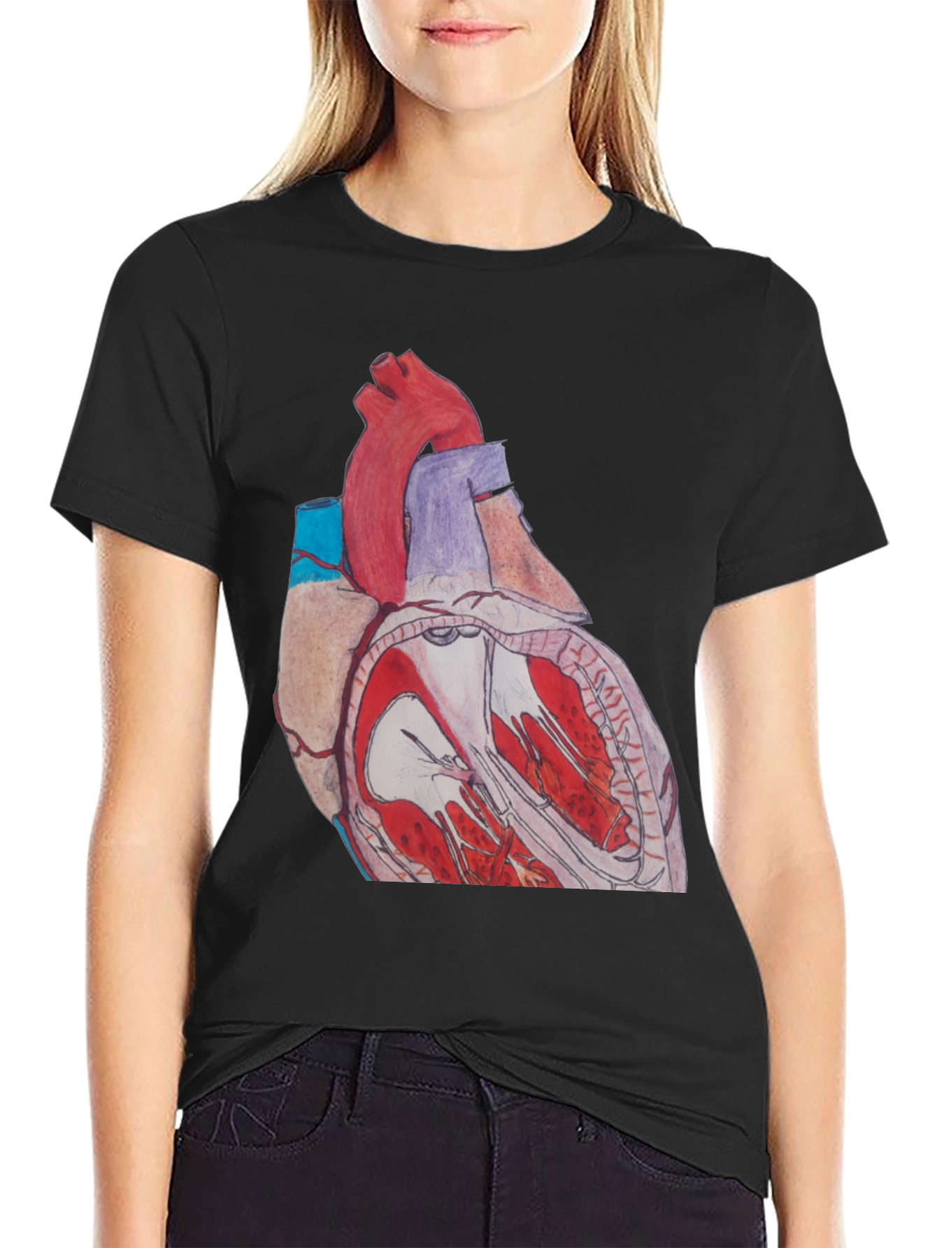 Black Anatomical Heart Graphic Tee - Black view 2